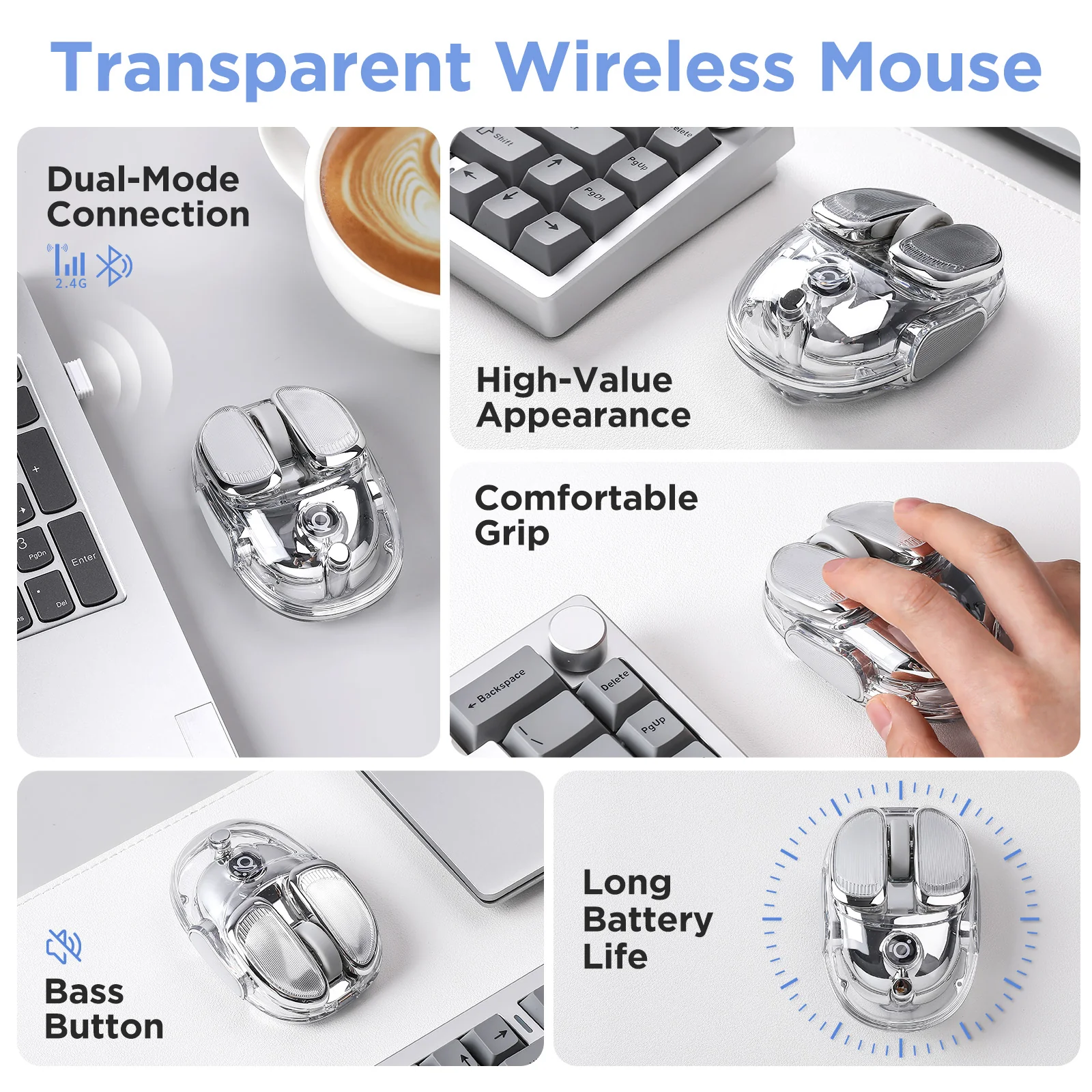 EWEADN Q9 Translucent Wireless Mouse - Image 4