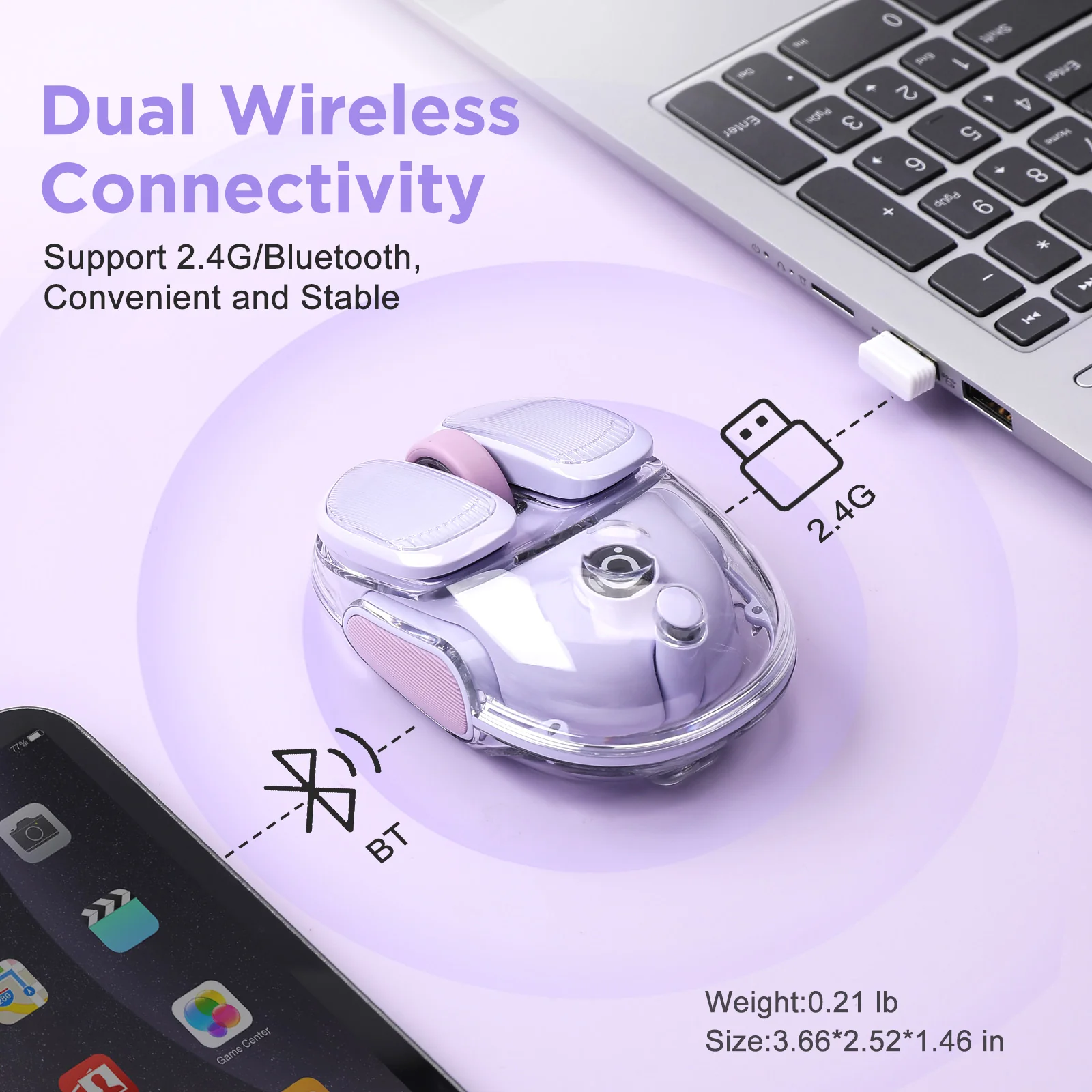 EWEADN Q9 Translucent Wireless Mouse - Image 9