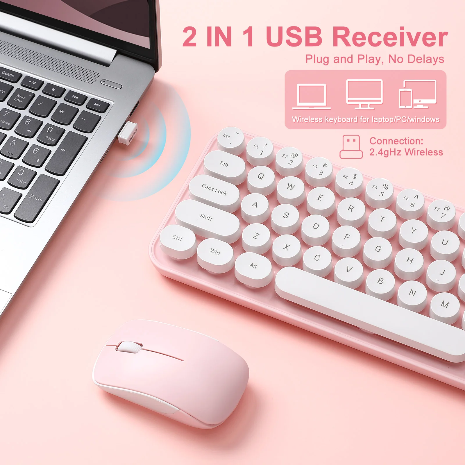 MIKIBY i68 Wireless Membrane Keyboard and Mouse Set - Image 3