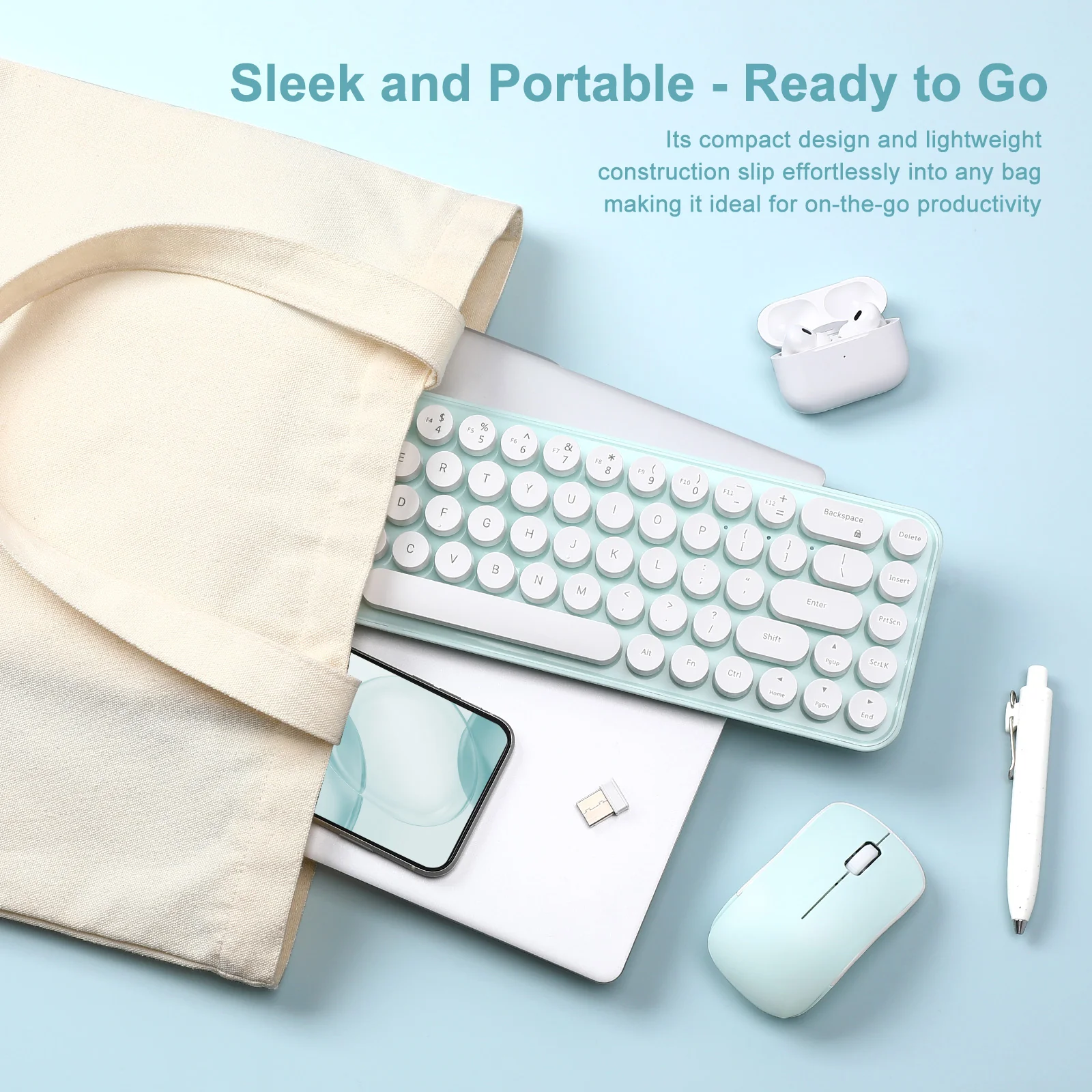 MIKIBY i68 Wireless Membrane Keyboard and Mouse Set - Image 7