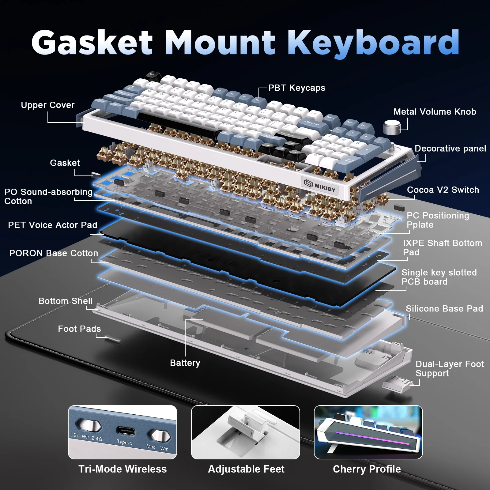 MIKIBY K98 Full-Size Wireless Mechanical Keyboard - Image 10
