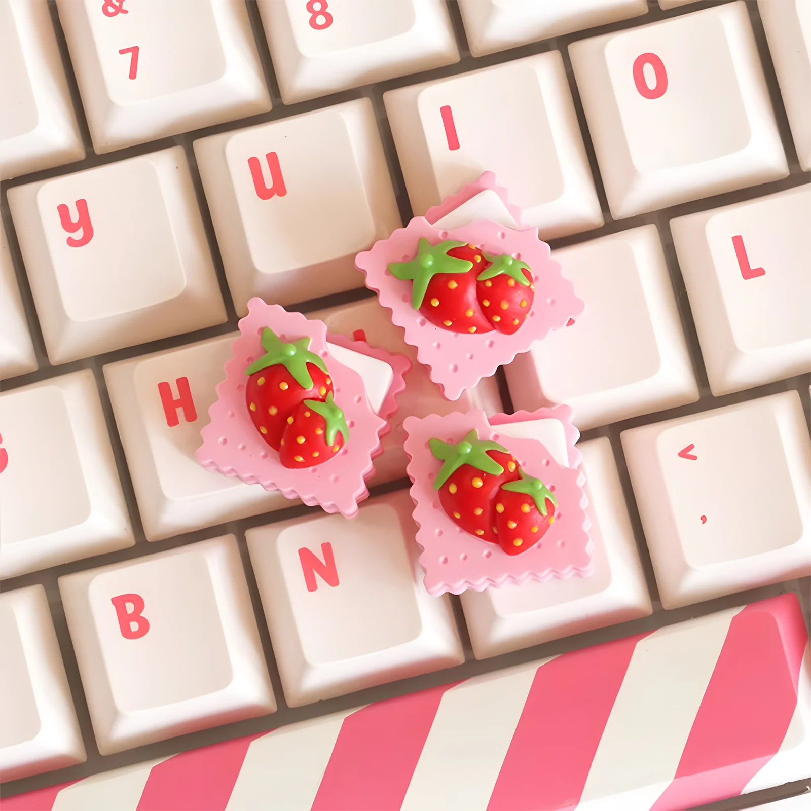 Strawberry Cookie Artisan Keycap - Image 2