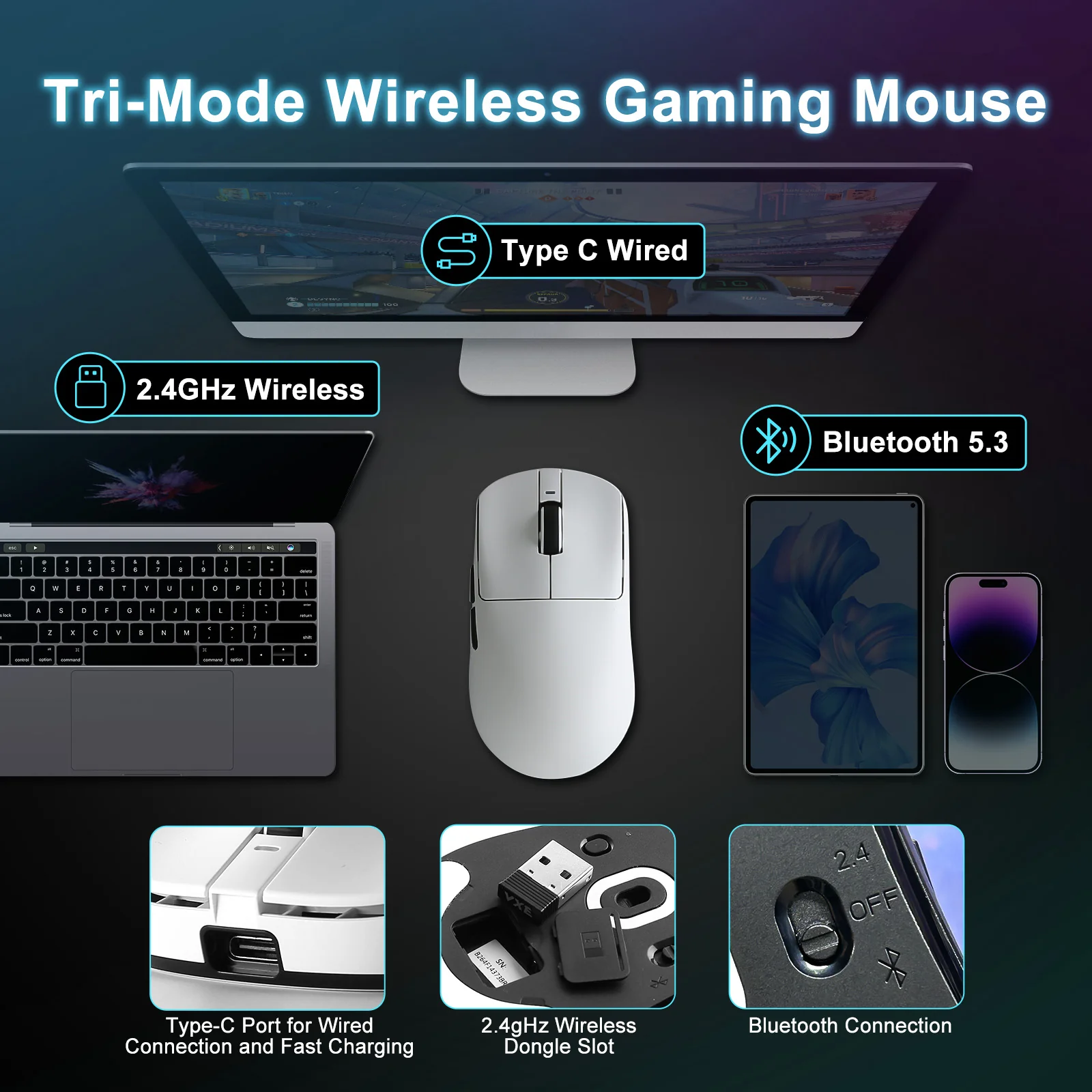 VXE R1 SE+ Tri-Mode Wireless Gaming Mouse - Image 4
