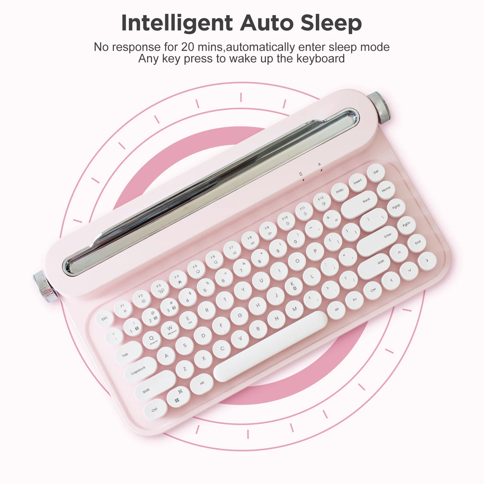 YUNZII ACTTO B305 Wireless Keyboard - Baby Pink - Image 4