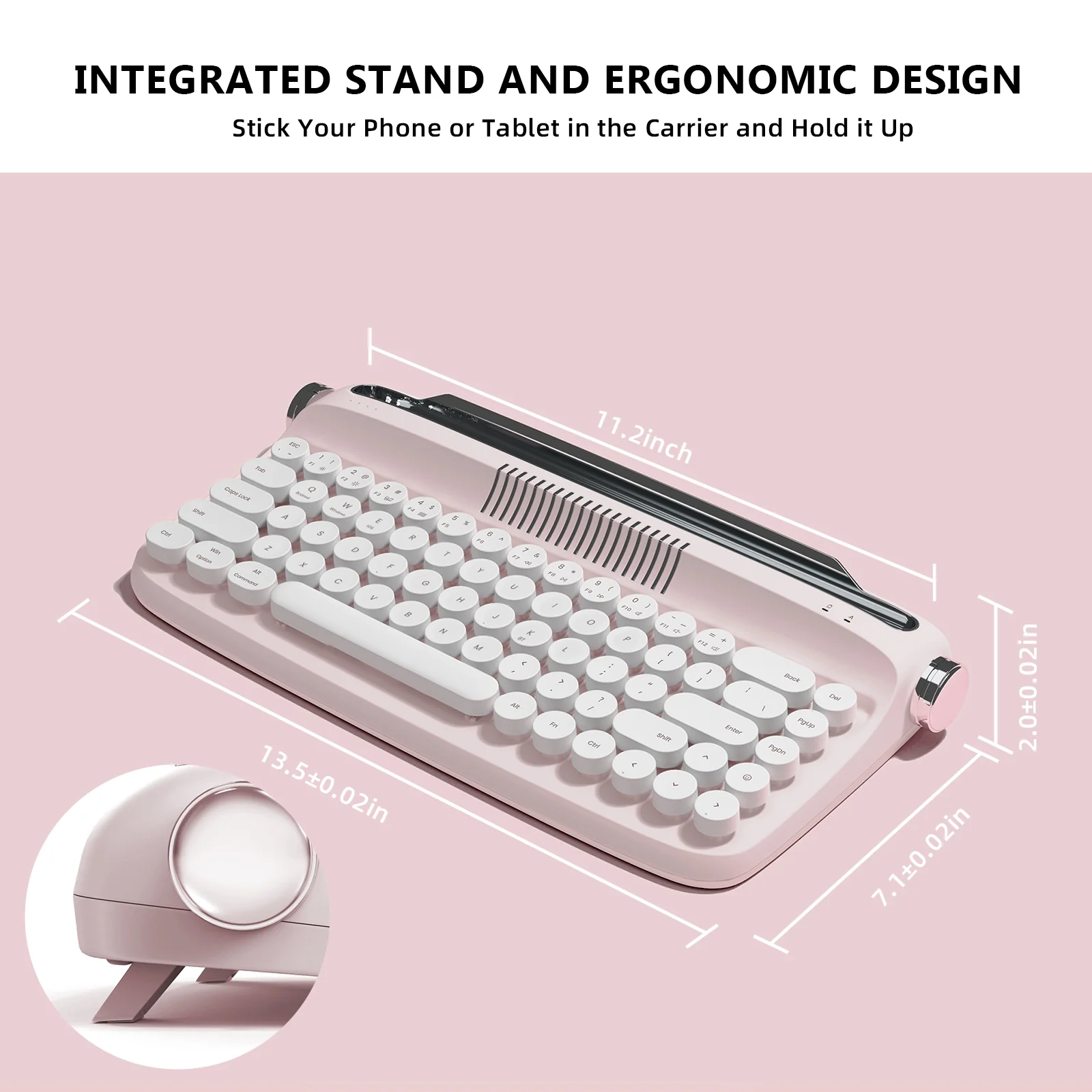 YUNZII ACTTO B307 Upgraded Rechargeable Wireless Retro Typewriter Keyboard - Image 6