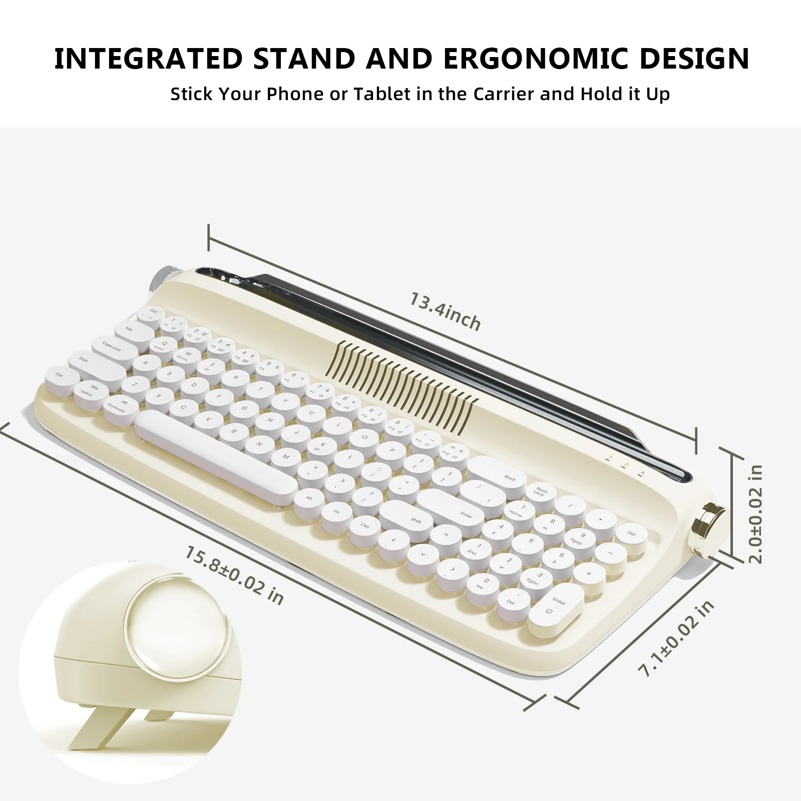 YUNZII ACTTO B309 Upgraded Rechargeable Wireless Retro Typewriter Keyboard - Image 6