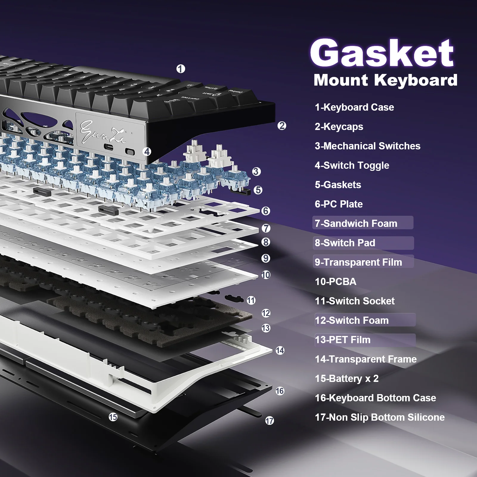 YUNZII AL65 QMK/VIA Custom Hollow Mechanical Keyboard - Image 12