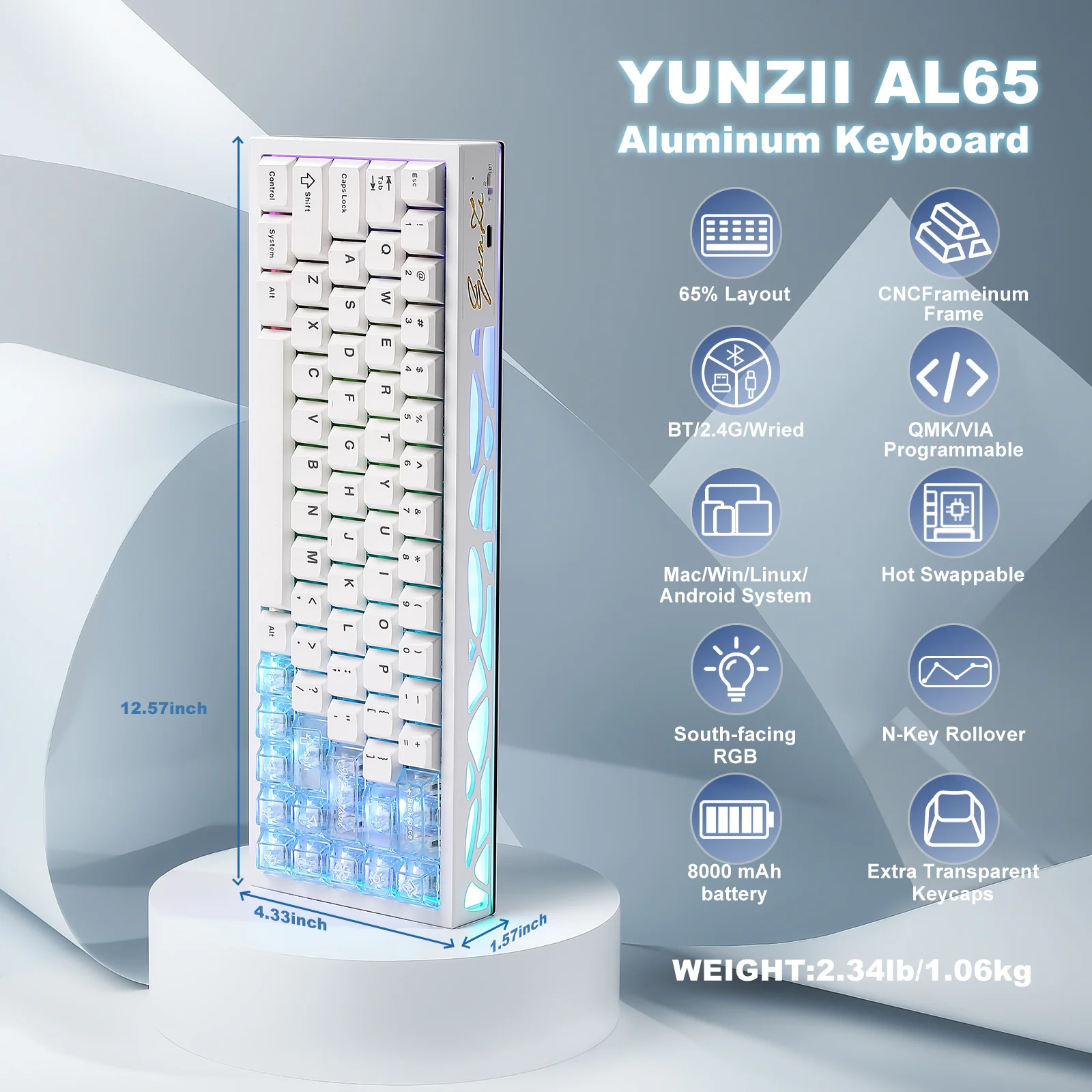 YUNZII AL65 QMK/VIA Custom Hollow Mechanical Keyboard - Image 5