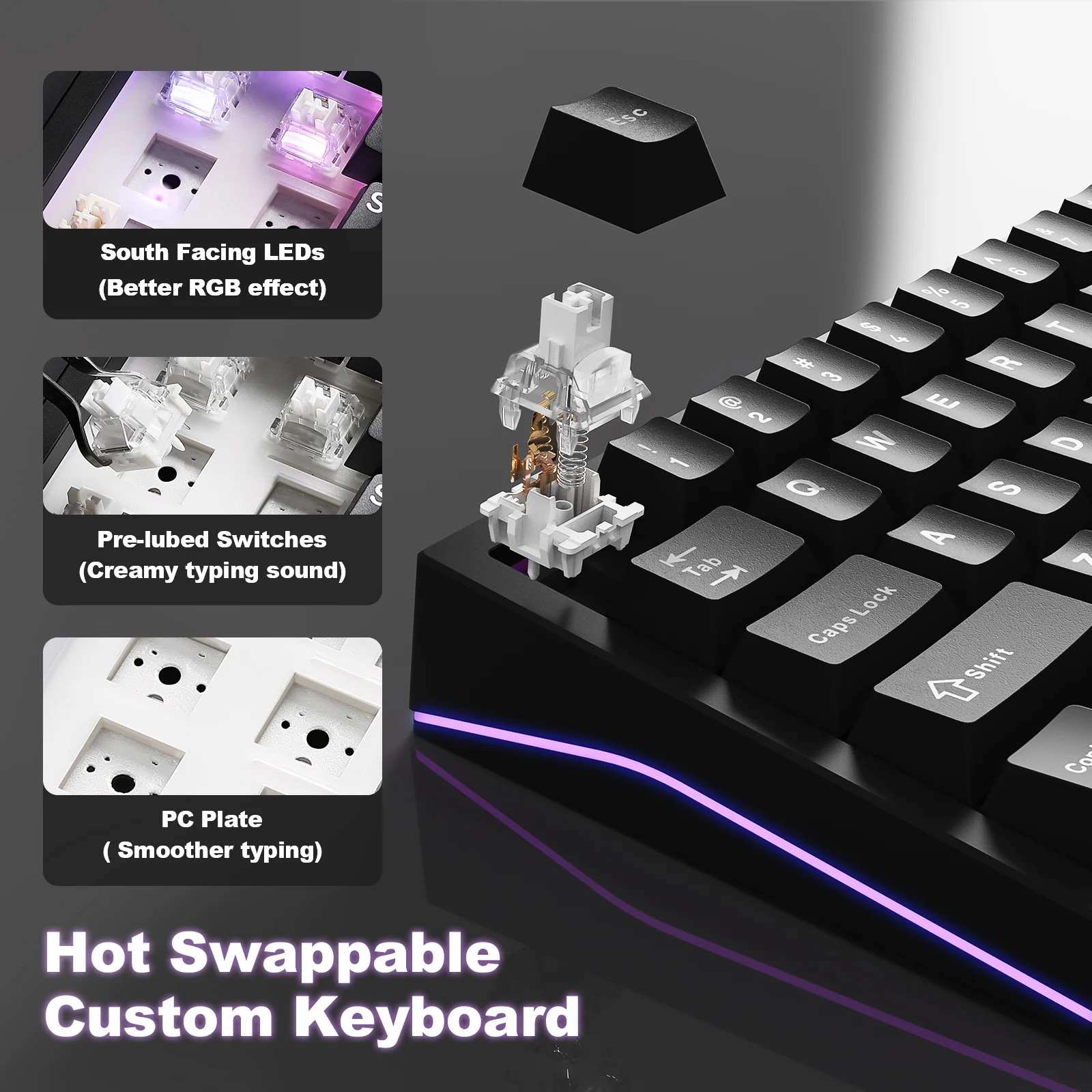 YUNZII AL65 QMK/VIA Custom Hollow Mechanical Keyboard - Image 8