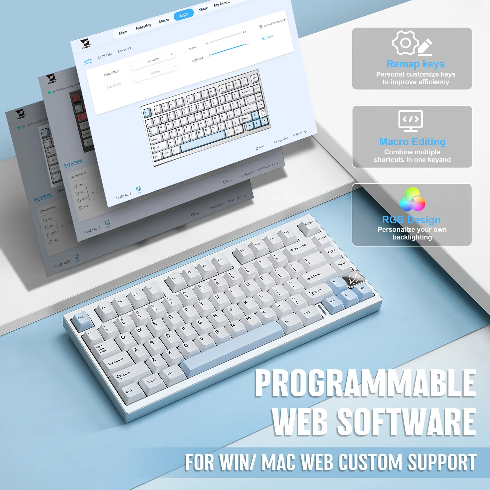 YUNZII AL75 PRO CNC Aluminum Wireless Mechanical Keyboard - Image 4