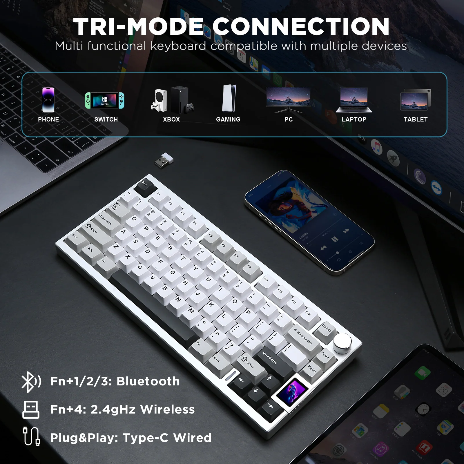 YUNZII AL80 QMK/VIA Aluminum LCD Mechanical Keyboard - Image 5
