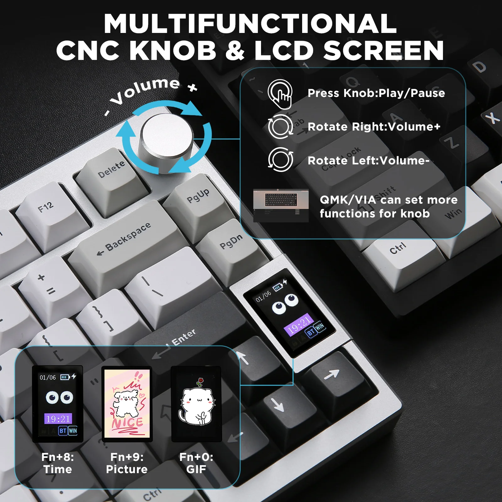 YUNZII AL80 QMK/VIA Aluminum LCD Mechanical Keyboard - Image 6