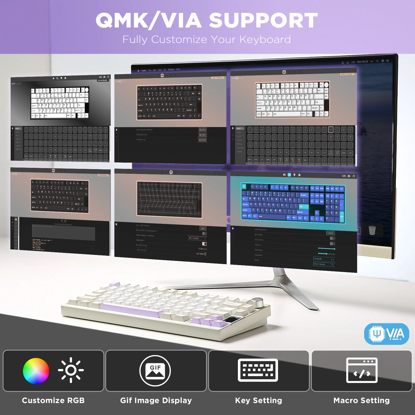 YUNZII AL80 QMK/VIA Aluminum LCD Mechanical Keyboard - Image 8