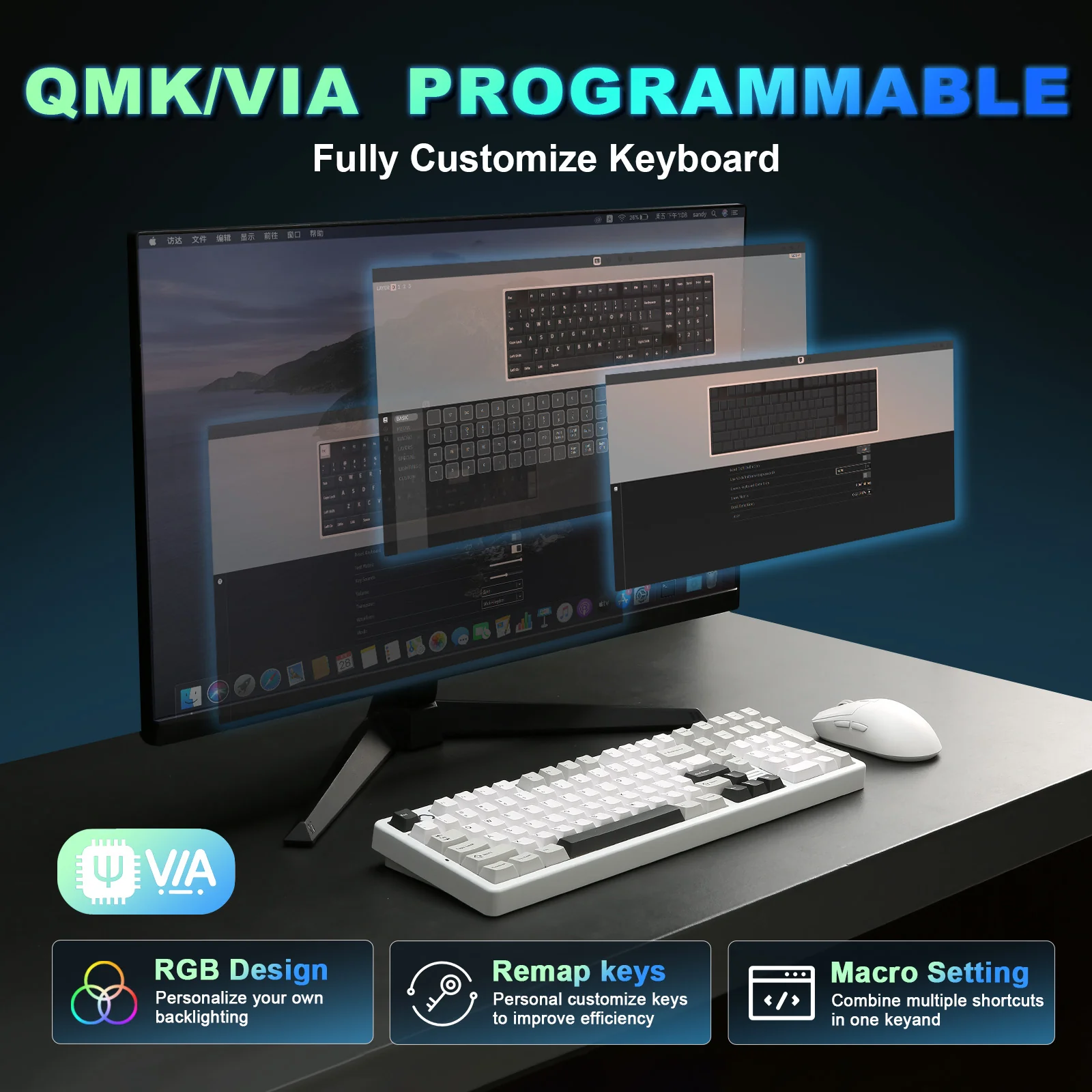 YUNZII AL98 QMK/VIA Full Aluminum Mechanical Gaming Keyboard - Image 5
