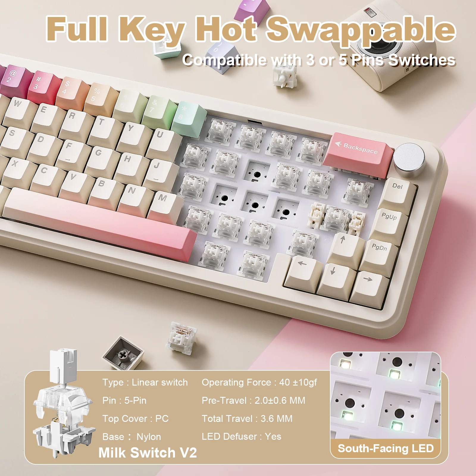 YUNZII B68 Wireless Mechanical Keyboard - Image 6