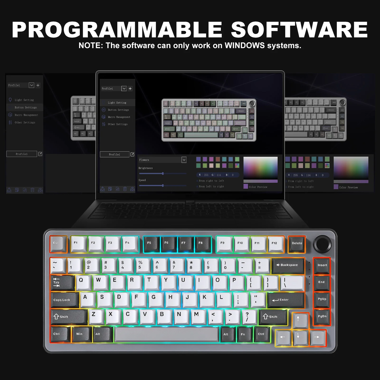 YUNZII B75 Pro Dark Gray Wireless Mechanical Keyboard - Image 11