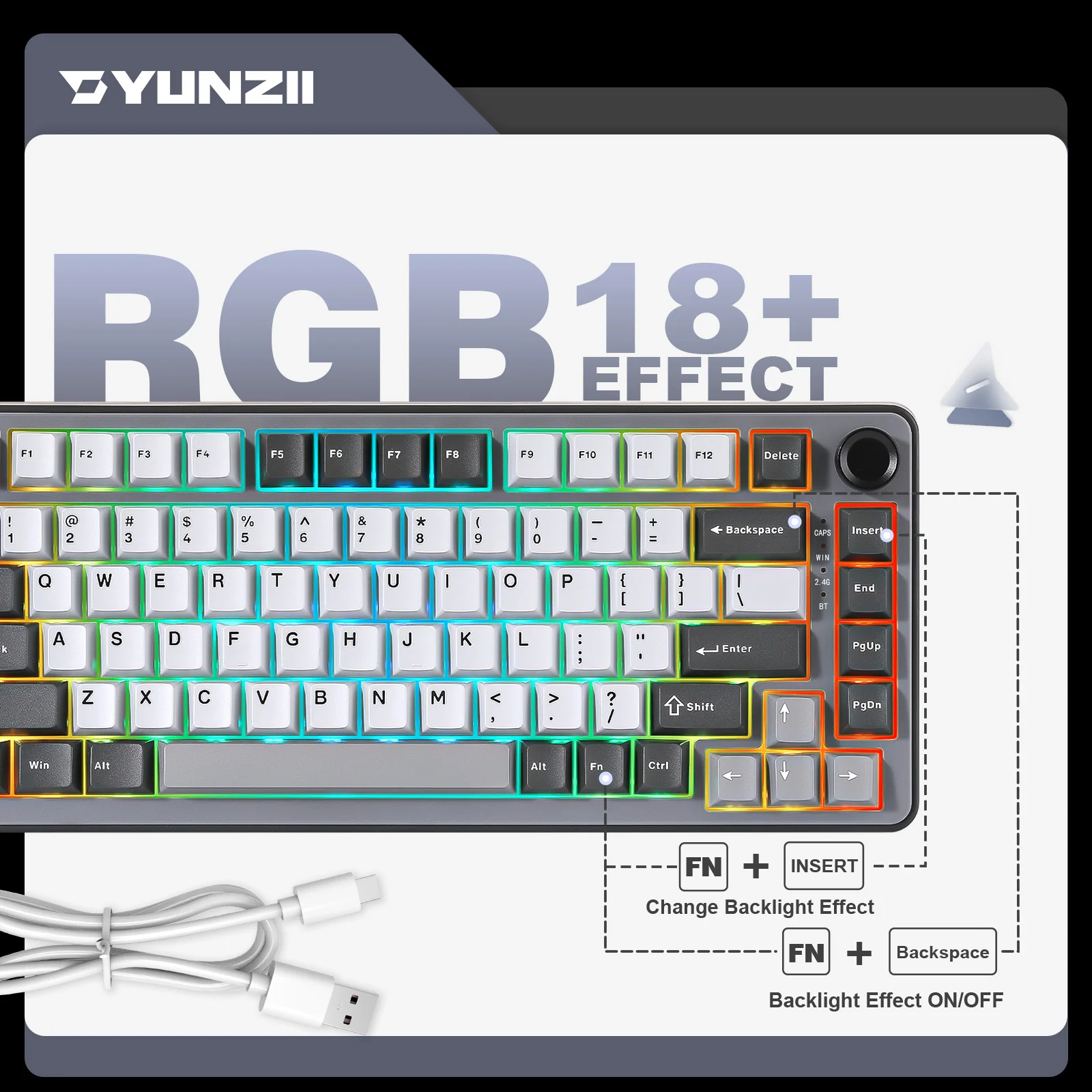 YUNZII B75 Pro Dark Gray Wireless Mechanical Keyboard - Image 5
