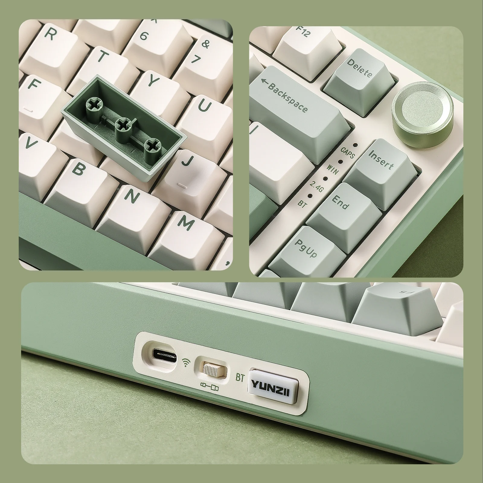 YUNZII B75 Pro Green Wireless Mechanical Keyboard - Image 12
