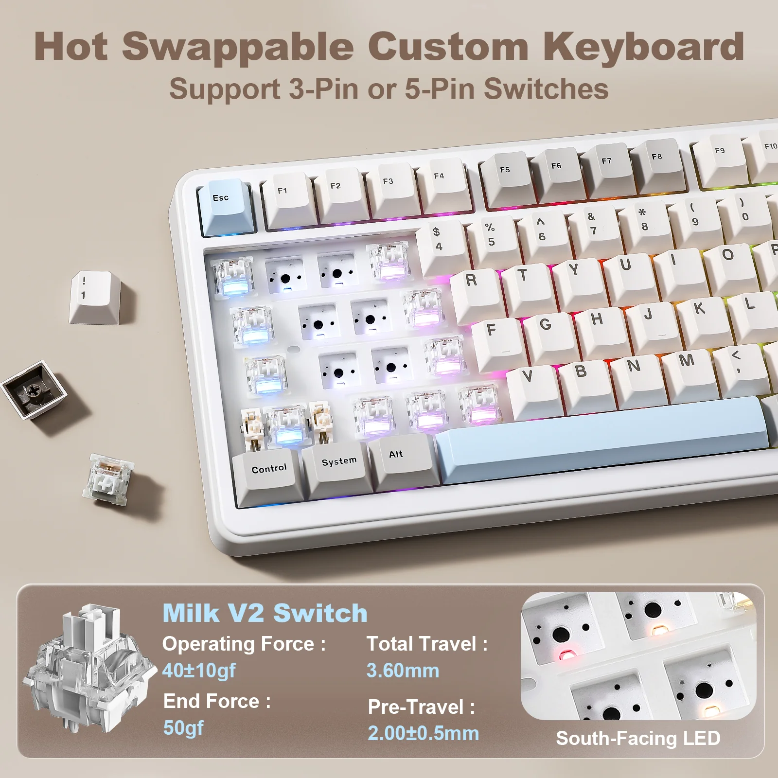 YUNZII B75 PRO MAX QMK/VIA Knob TFT Screen Wireless Mechanical Keyboard - Image 13