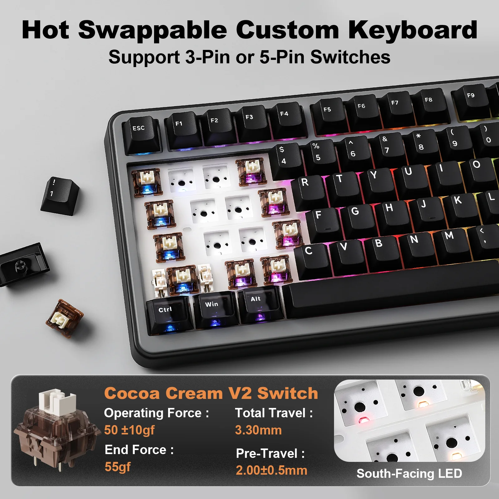 YUNZII B75 PRO MAX QMK/VIA Knob TFT Screen Wireless Mechanical Keyboard - Image 14