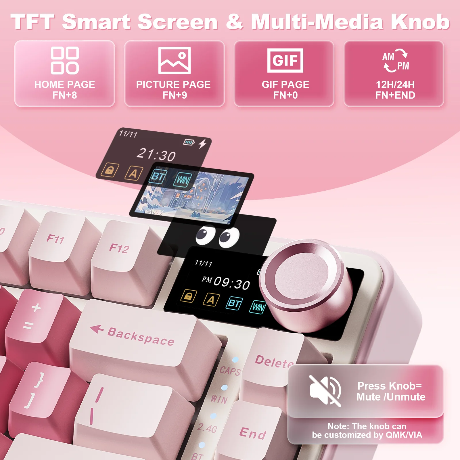 YUNZII B75 PRO MAX QMK/VIA Knob TFT Screen Wireless Mechanical Keyboard - Image 9