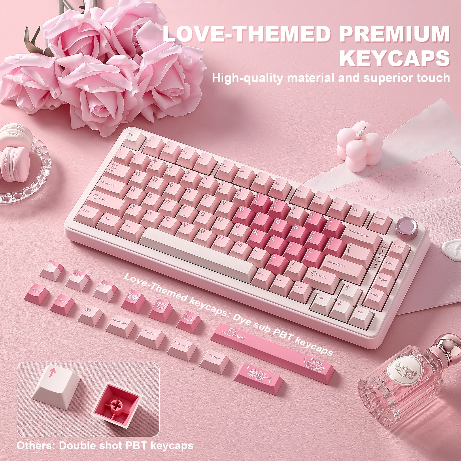 YUNZII B75 Pro Pink Wireless Mechanical Keyboard - Image 4