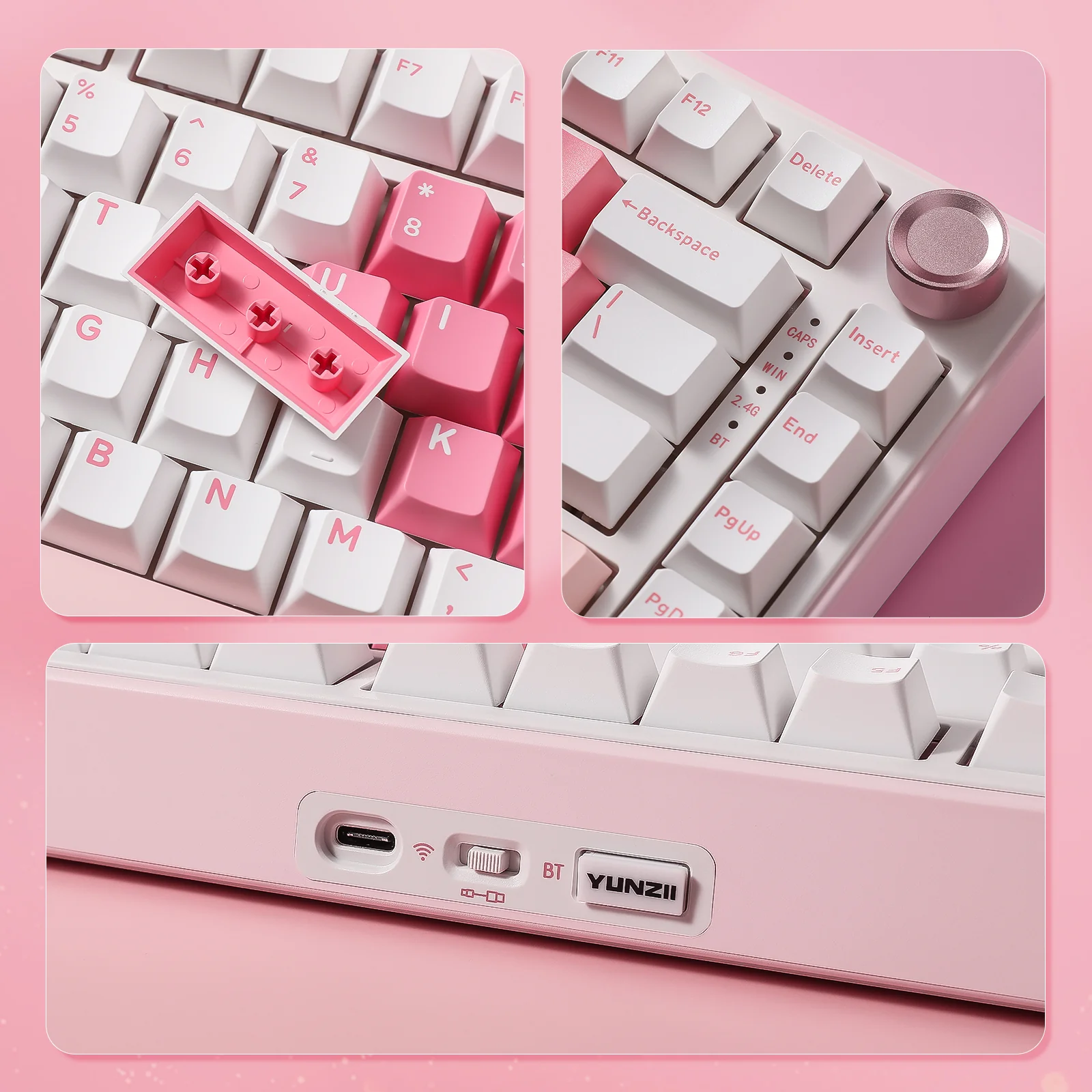 YUNZII B75 Pro White Heart Wireless Mechanical Keyboard - Image 10