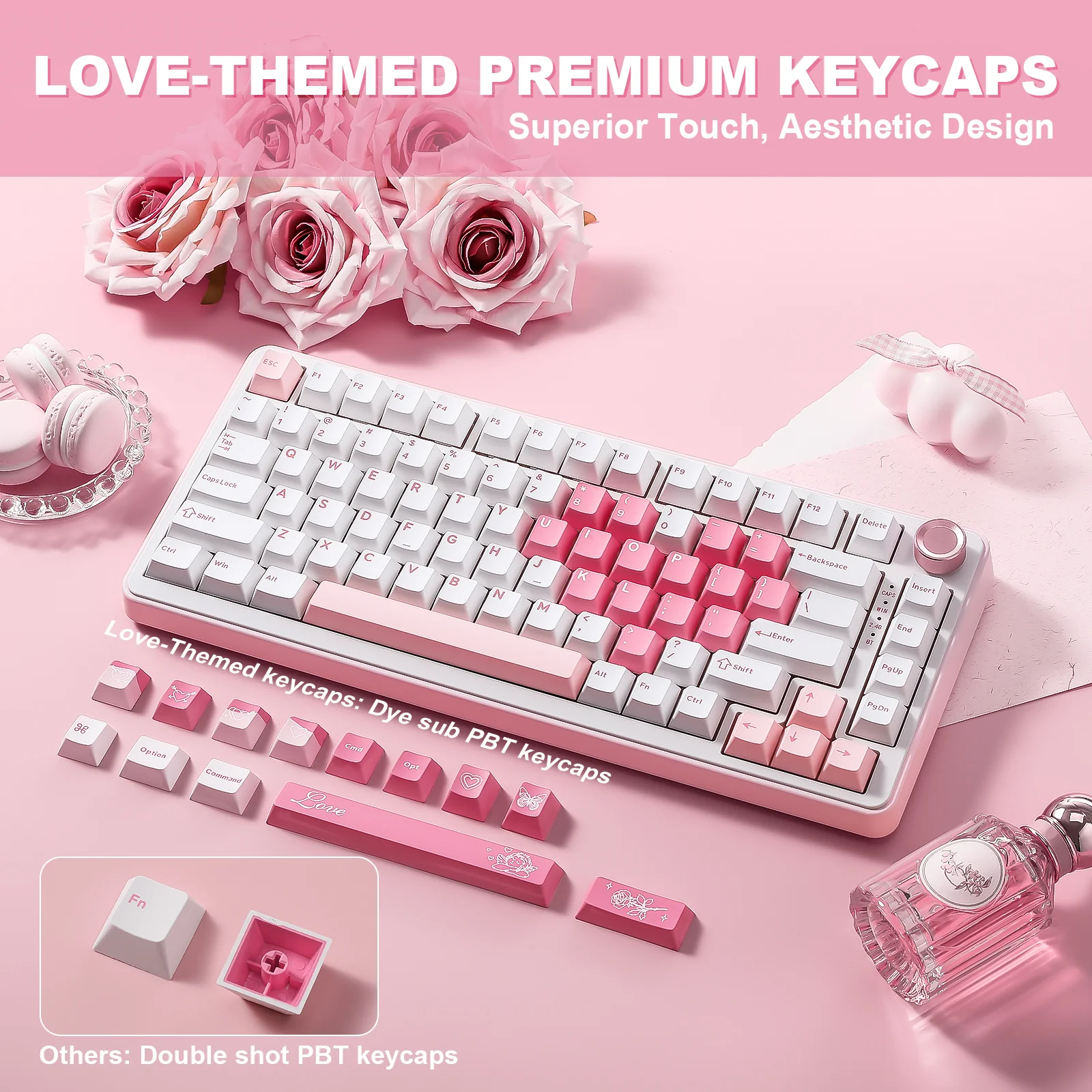 YUNZII B75 Pro White Heart Wireless Mechanical Keyboard - Image 5