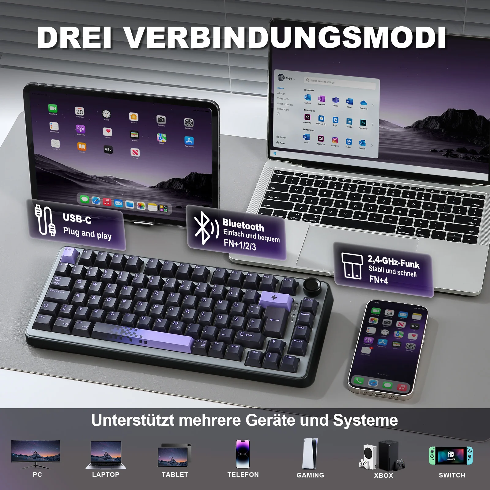 YUNZII B75 Pro Wireless Mechanical Keyboard - ISO Layout - Image 4