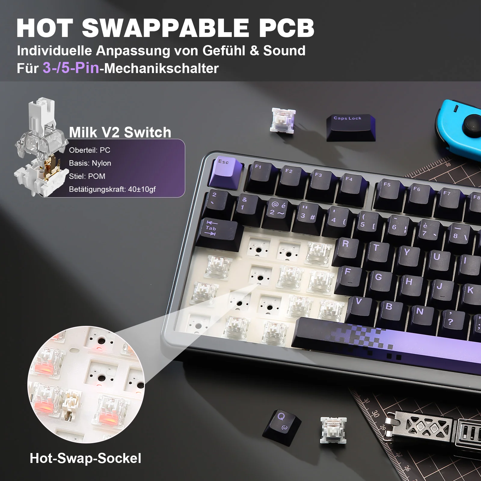 YUNZII B75 Pro Wireless Mechanical Keyboard - ISO Layout - Image 5