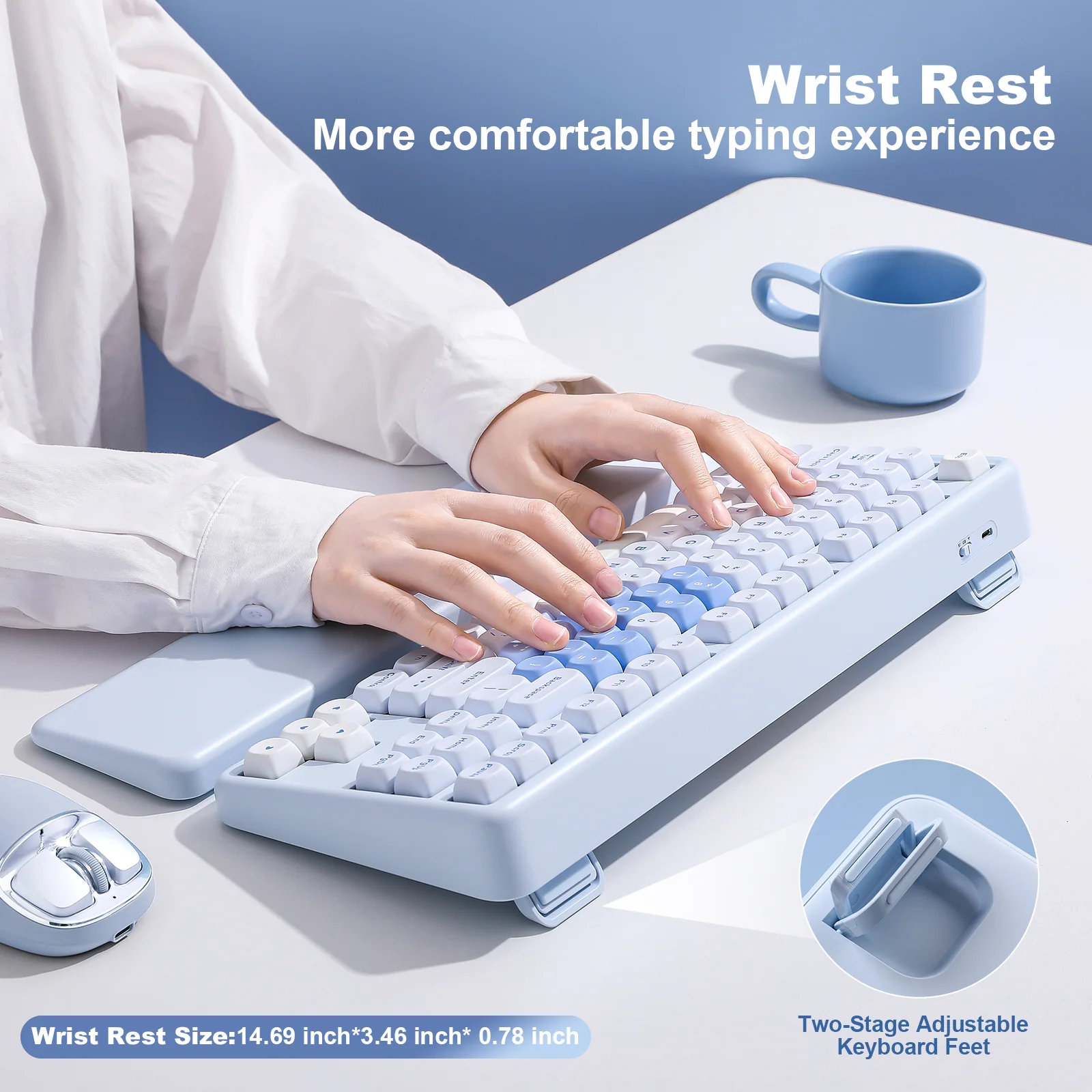 YUNZII B87 Blue Heart QMK/VIA Custom Mechanical Keyboard - Image 12