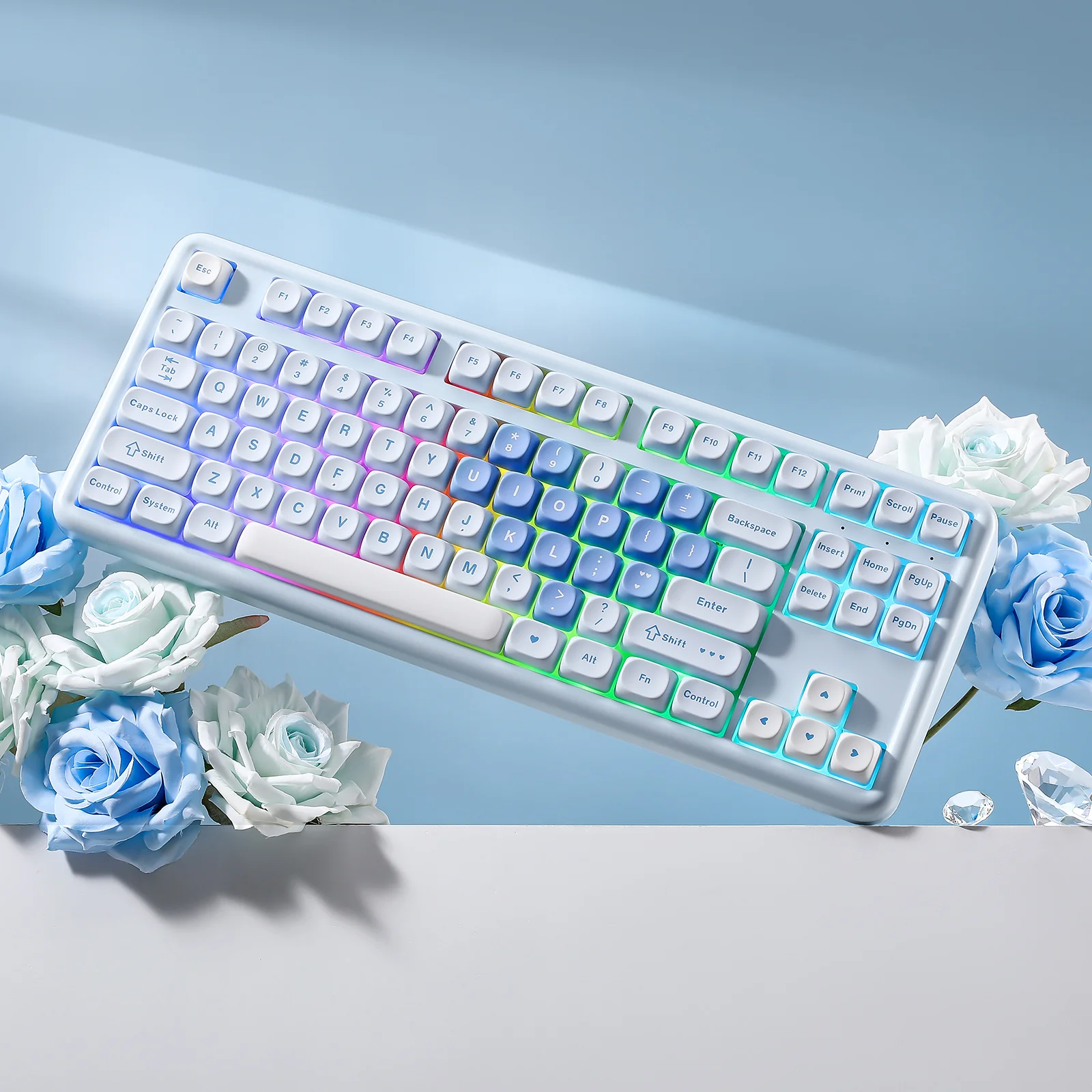 YUNZII B87 Blue Heart QMK/VIA Custom Mechanical Keyboard - Image 14