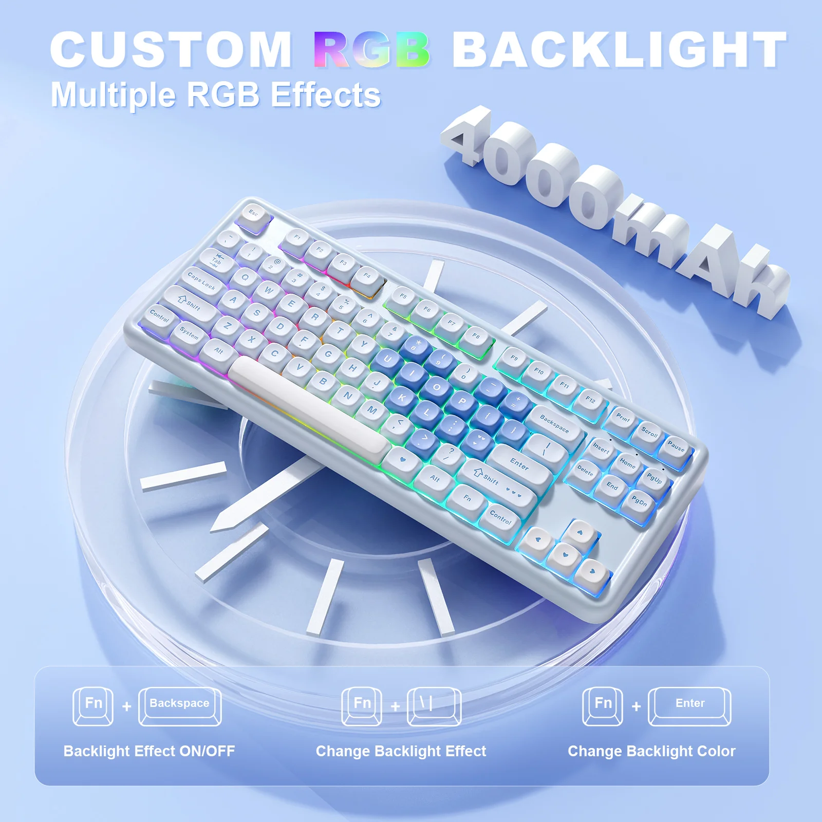 YUNZII B87 Blue Heart QMK/VIA Custom Mechanical Keyboard - Image 9