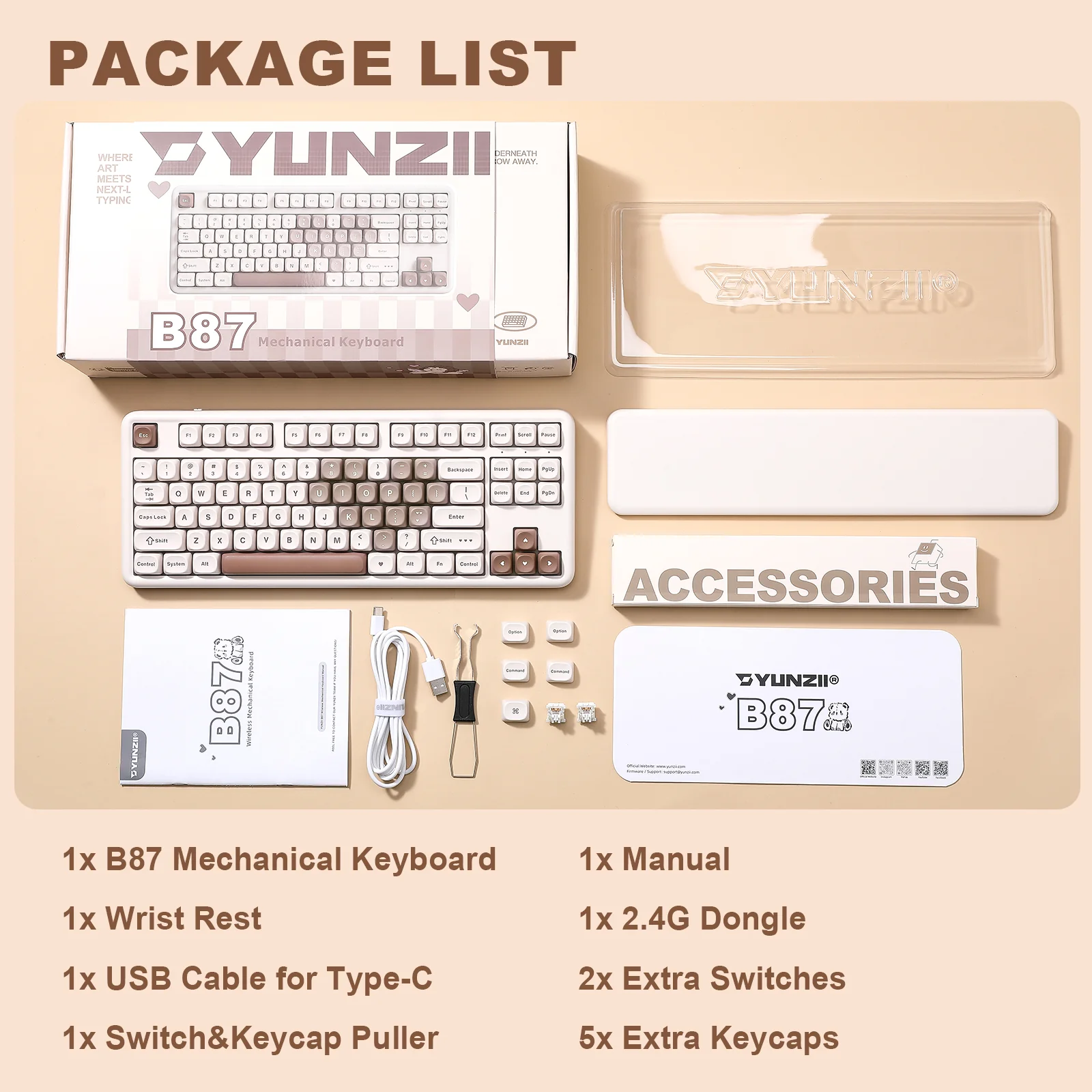 YUNZII B87 Brown Heart QMK/VIA Custom Mechanical Keyboard - Image 10