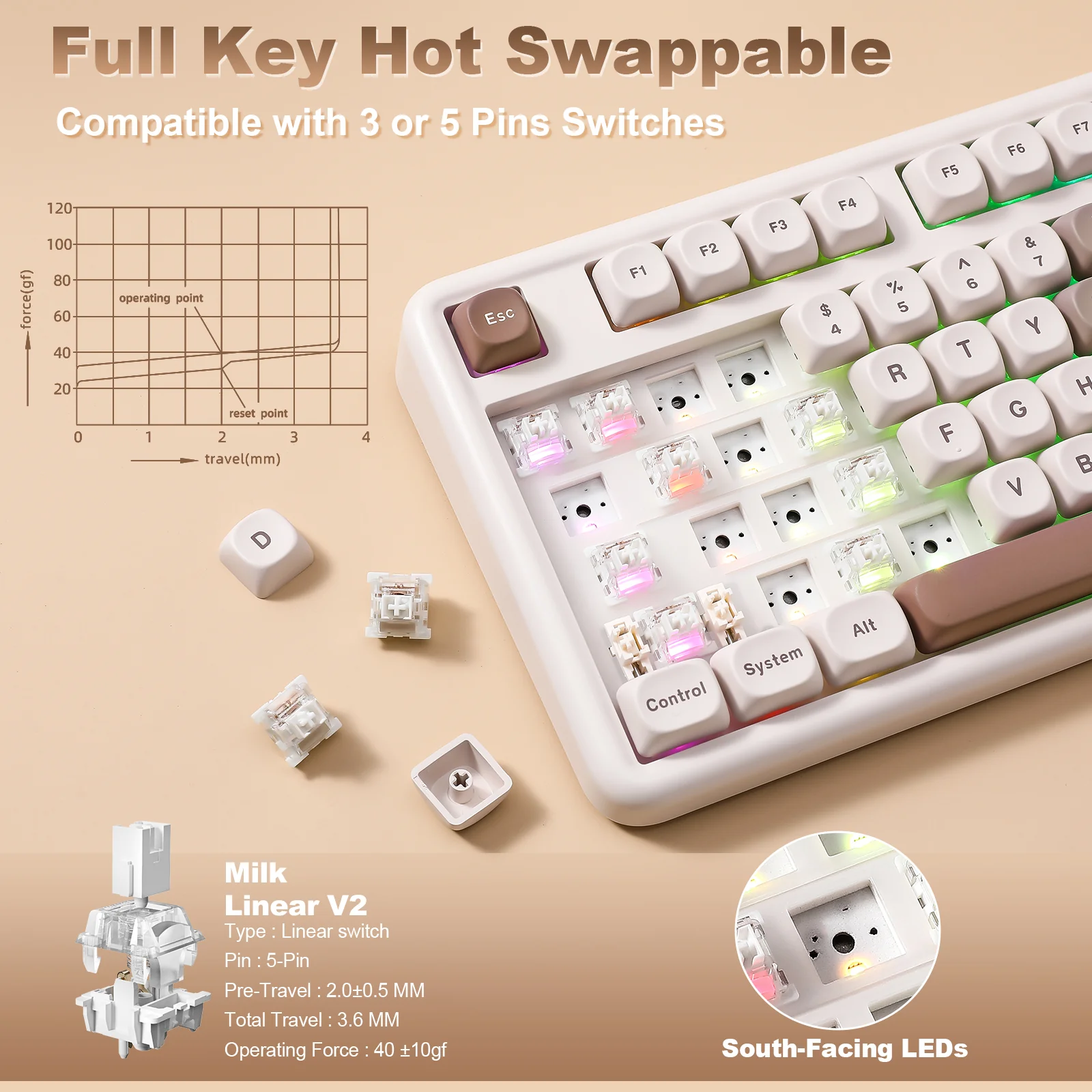 YUNZII B87 Brown Heart QMK/VIA Custom Mechanical Keyboard - Image 6