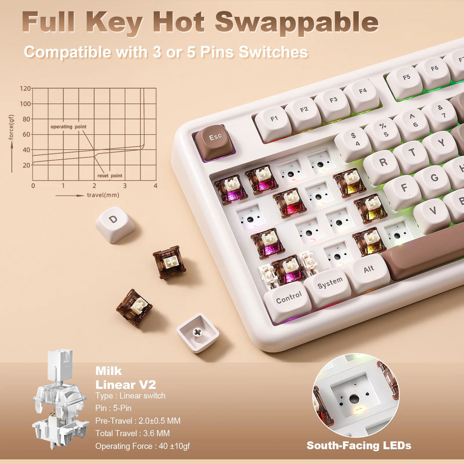 YUNZII B87 Brown Heart QMK/VIA Custom Mechanical Keyboard - Image 7