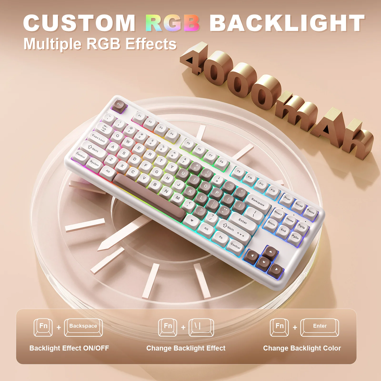 YUNZII B87 Brown Heart QMK/VIA Custom Mechanical Keyboard - Image 9
