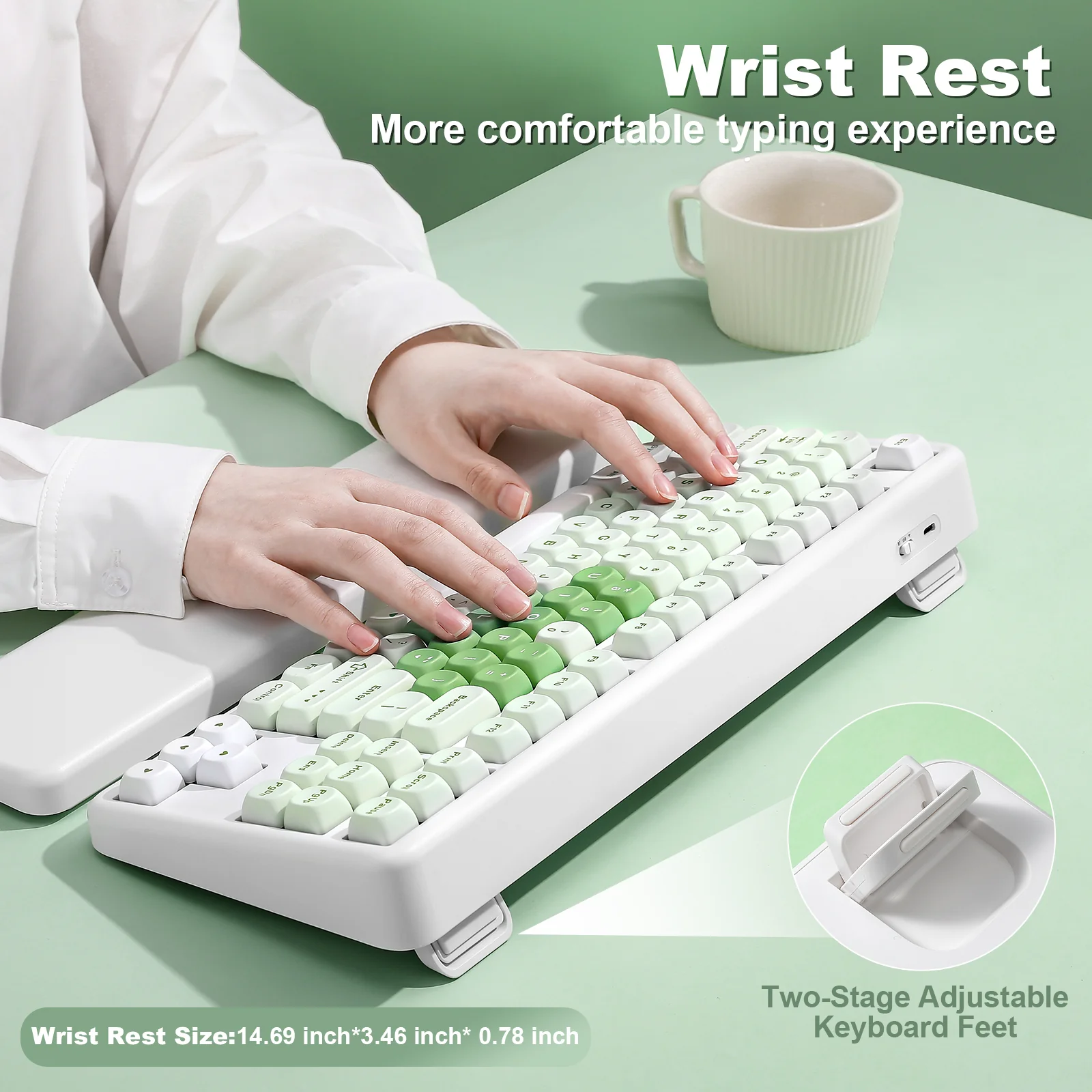 YUNZII B87 Matcha Heart QMK/VIA Custom Mechanical Keyboard - Image 12