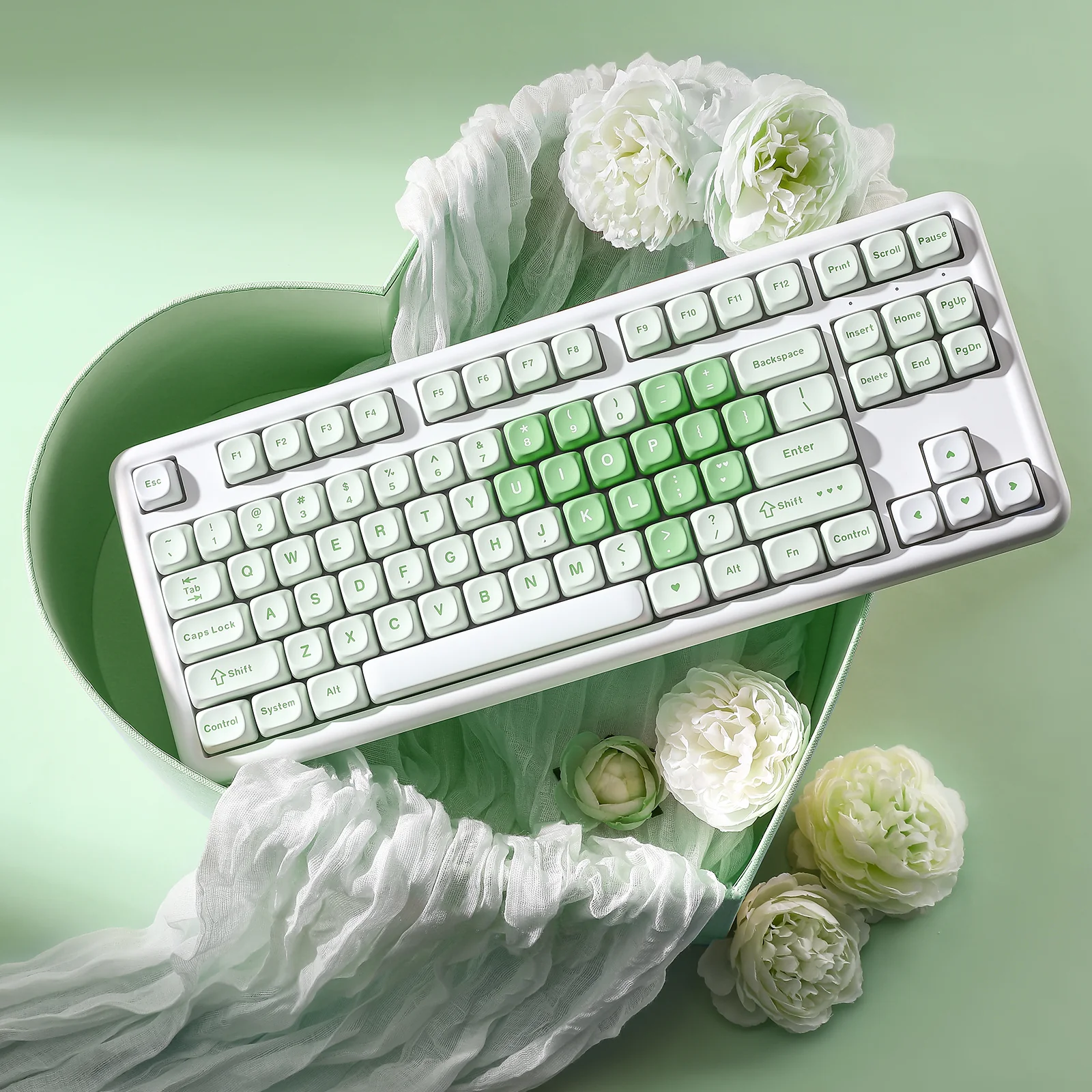 YUNZII B87 Matcha Heart QMK/VIA Custom Mechanical Keyboard - Image 13