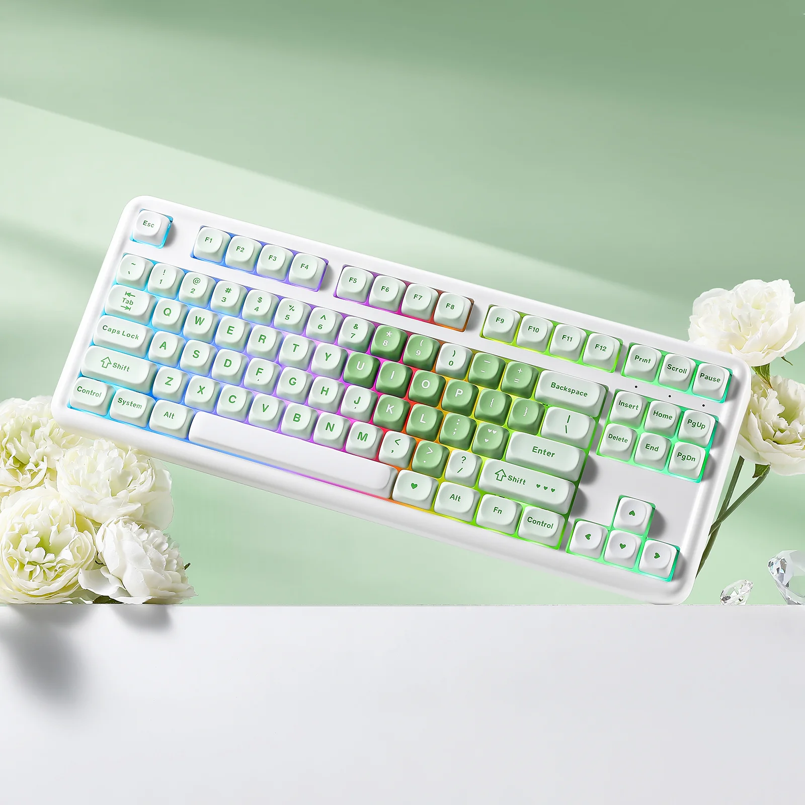 YUNZII B87 Matcha Heart QMK/VIA Custom Mechanical Keyboard - Image 15