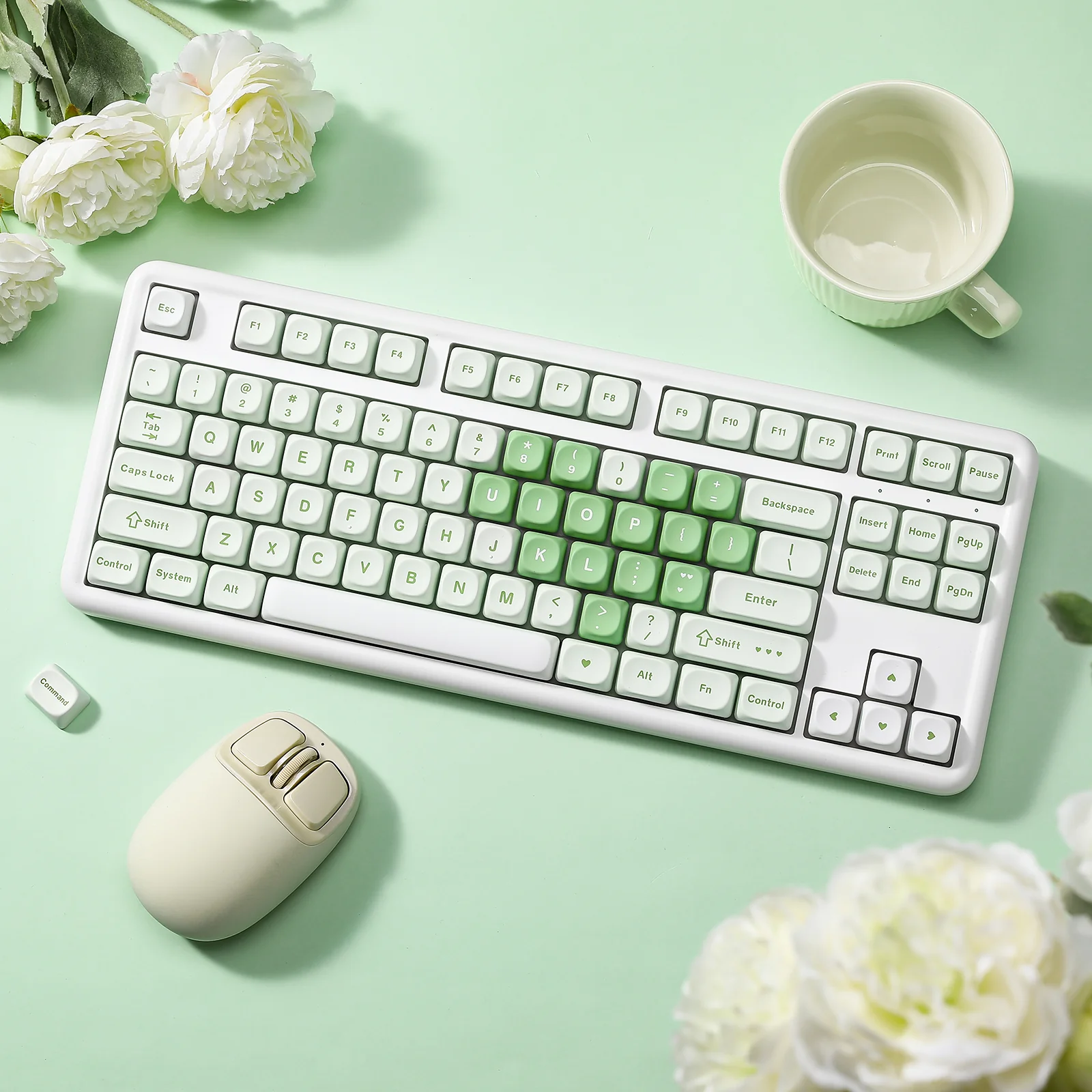 YUNZII B87 Matcha Heart QMK/VIA Custom Mechanical Keyboard - Image 16