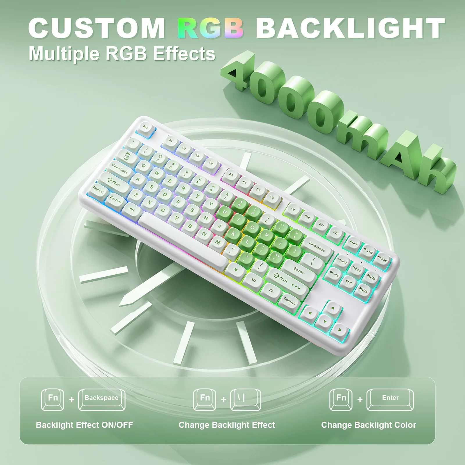 YUNZII B87 Matcha Heart QMK/VIA Custom Mechanical Keyboard - Image 9