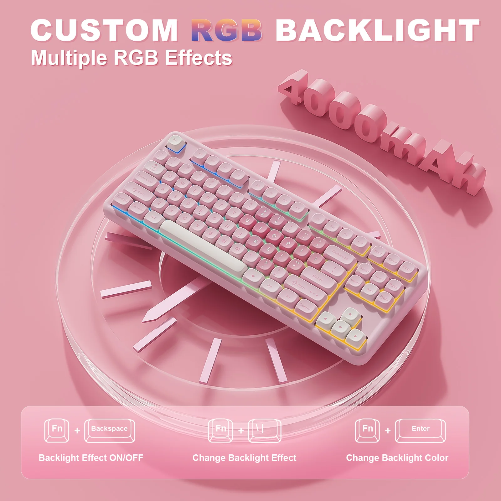 YUNZII B87 Pink QMK/VIA Custom Mechanical Keyboard - Image 9