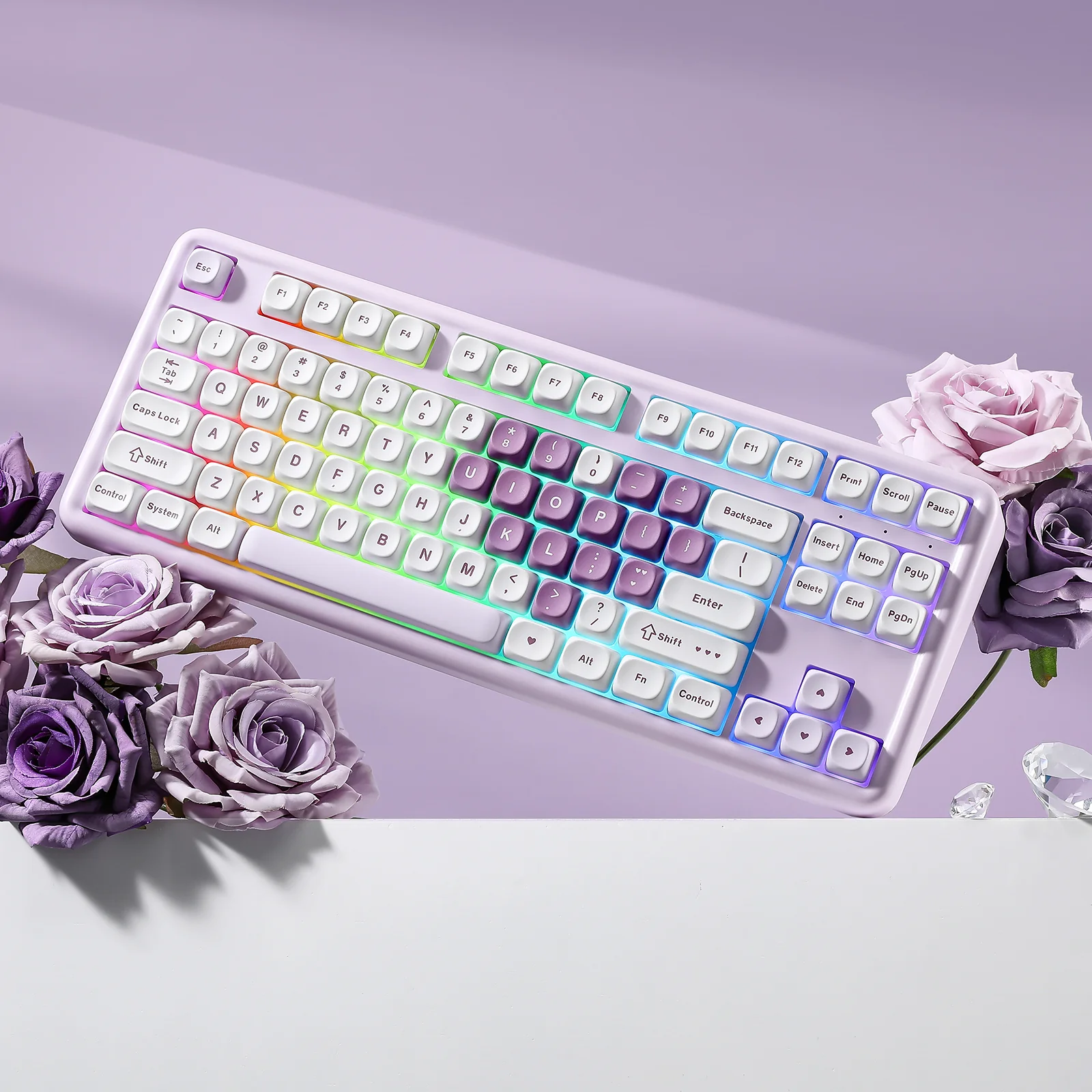 YUNZII B87 Purple Heart QMK/VIA Custom Mechanical Keyboard - Image 14