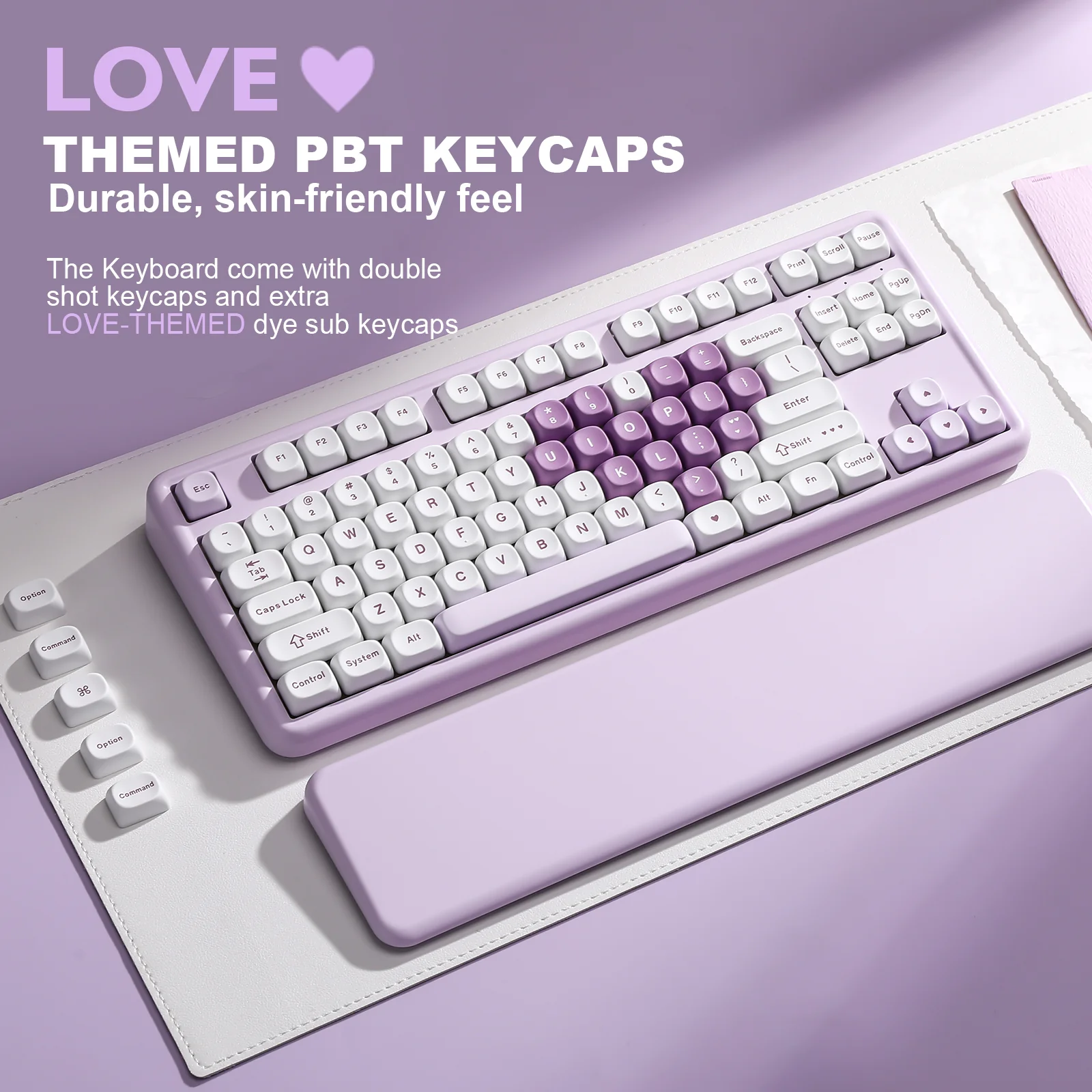 YUNZII B87 Purple Heart QMK/VIA Custom Mechanical Keyboard - Image 4