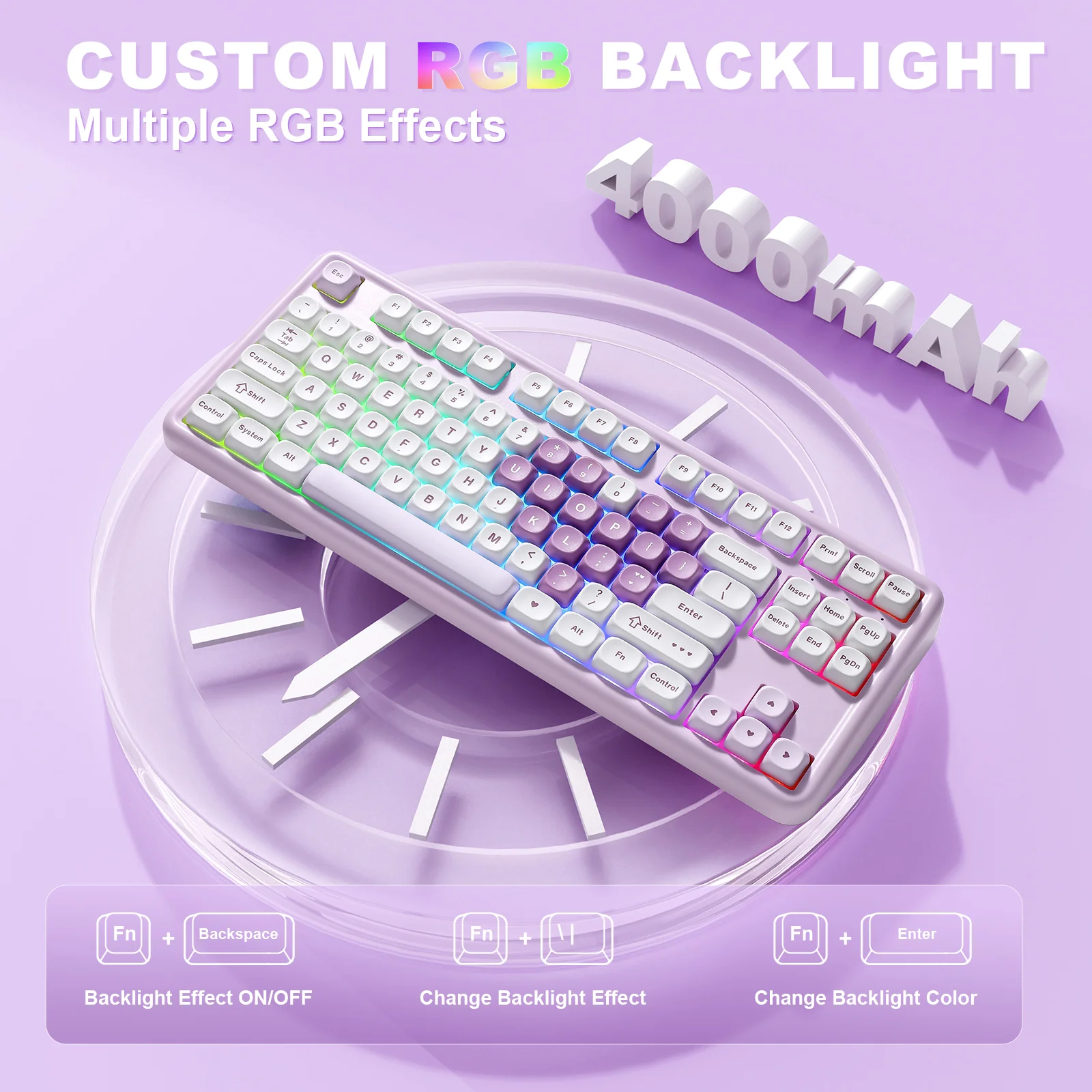 YUNZII B87 Purple Heart QMK/VIA Custom Mechanical Keyboard - Image 6