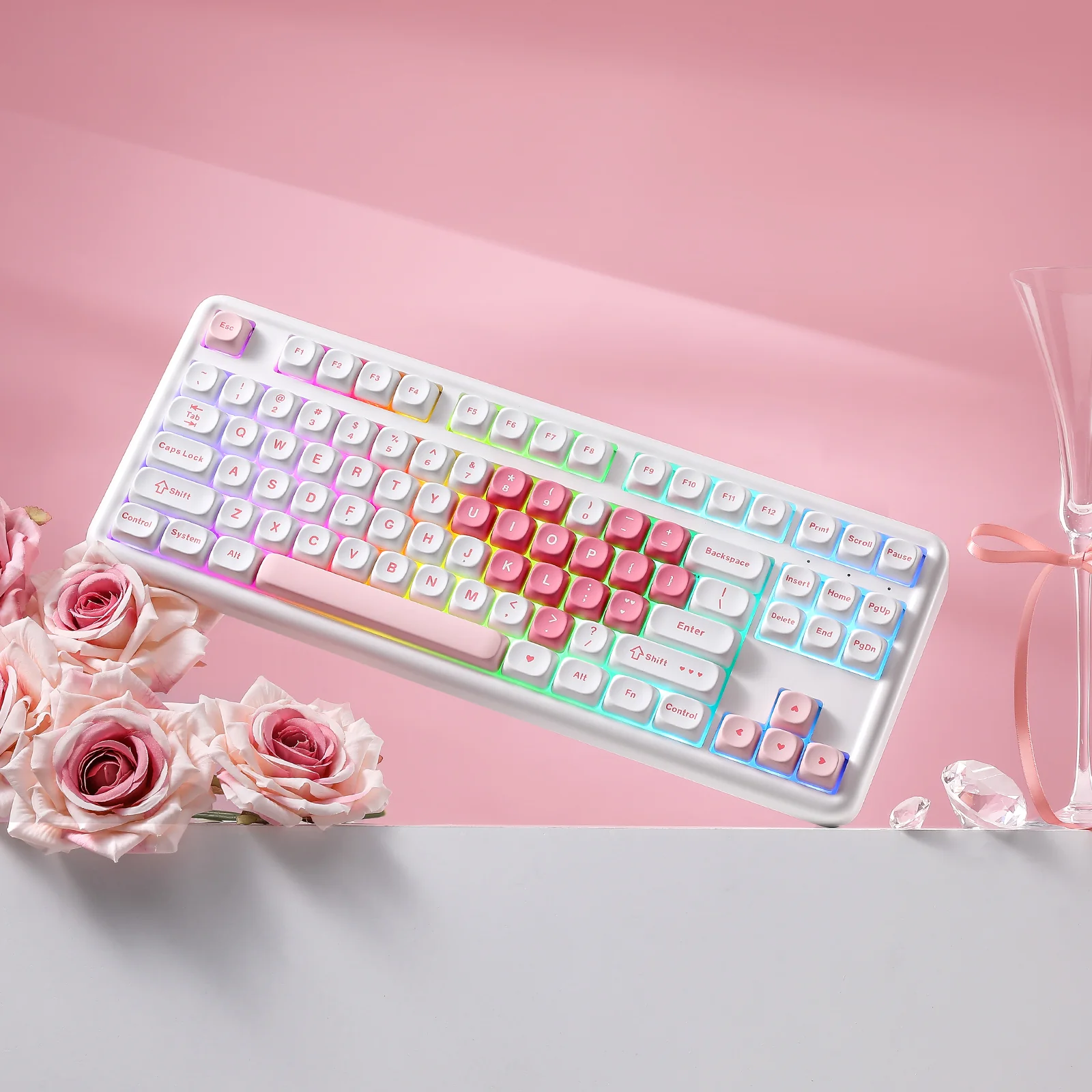 YUNZII B87 White Heart QMK/VIA Custom Mechanical Keyboard - Image 15