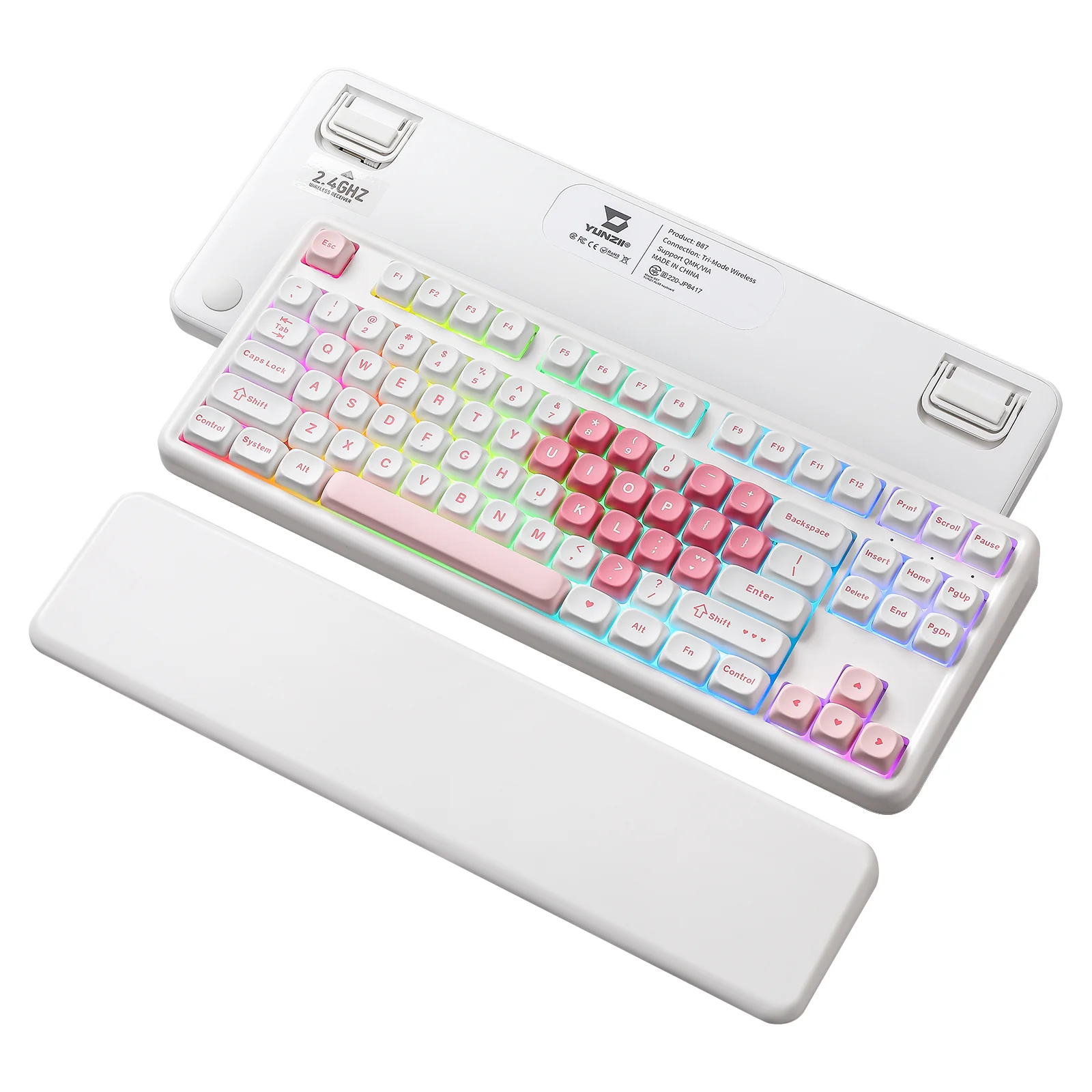 YUNZII B87 White Heart QMK/VIA Custom Mechanical Keyboard - Image 17