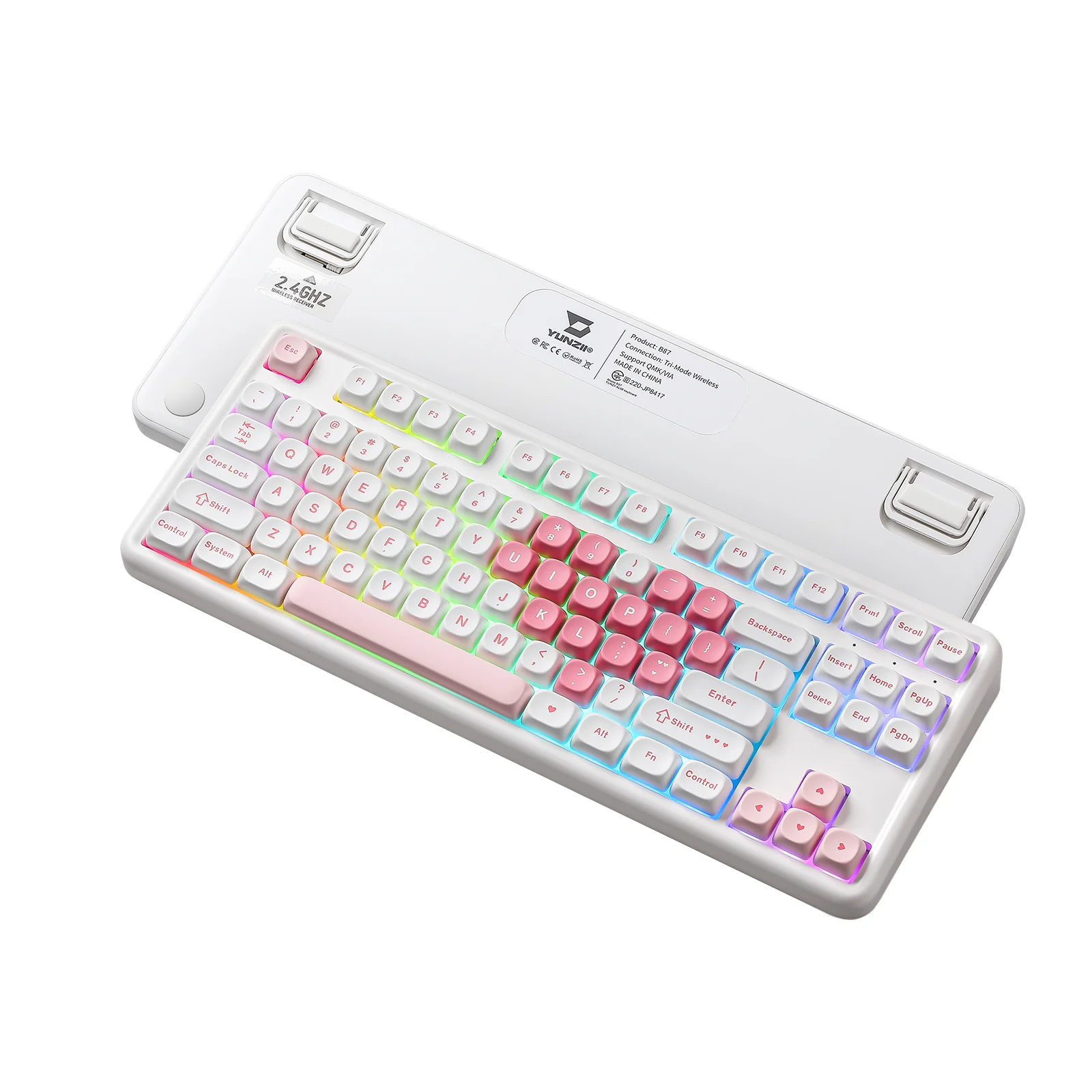 YUNZII B87 White Heart QMK/VIA Custom Mechanical Keyboard - Image 19