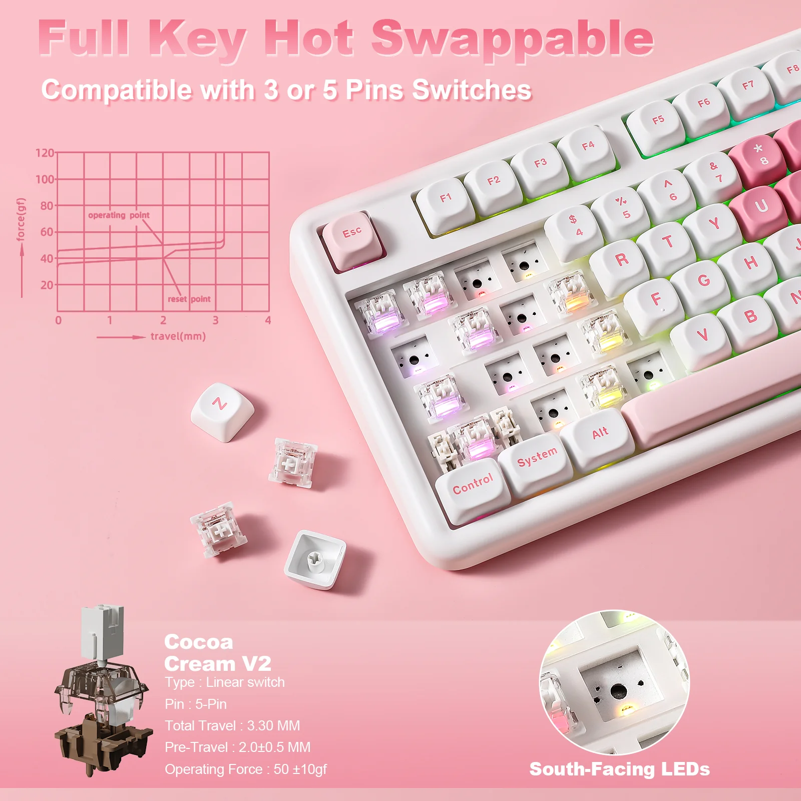 YUNZII B87 White Heart QMK/VIA Custom Mechanical Keyboard - Image 6